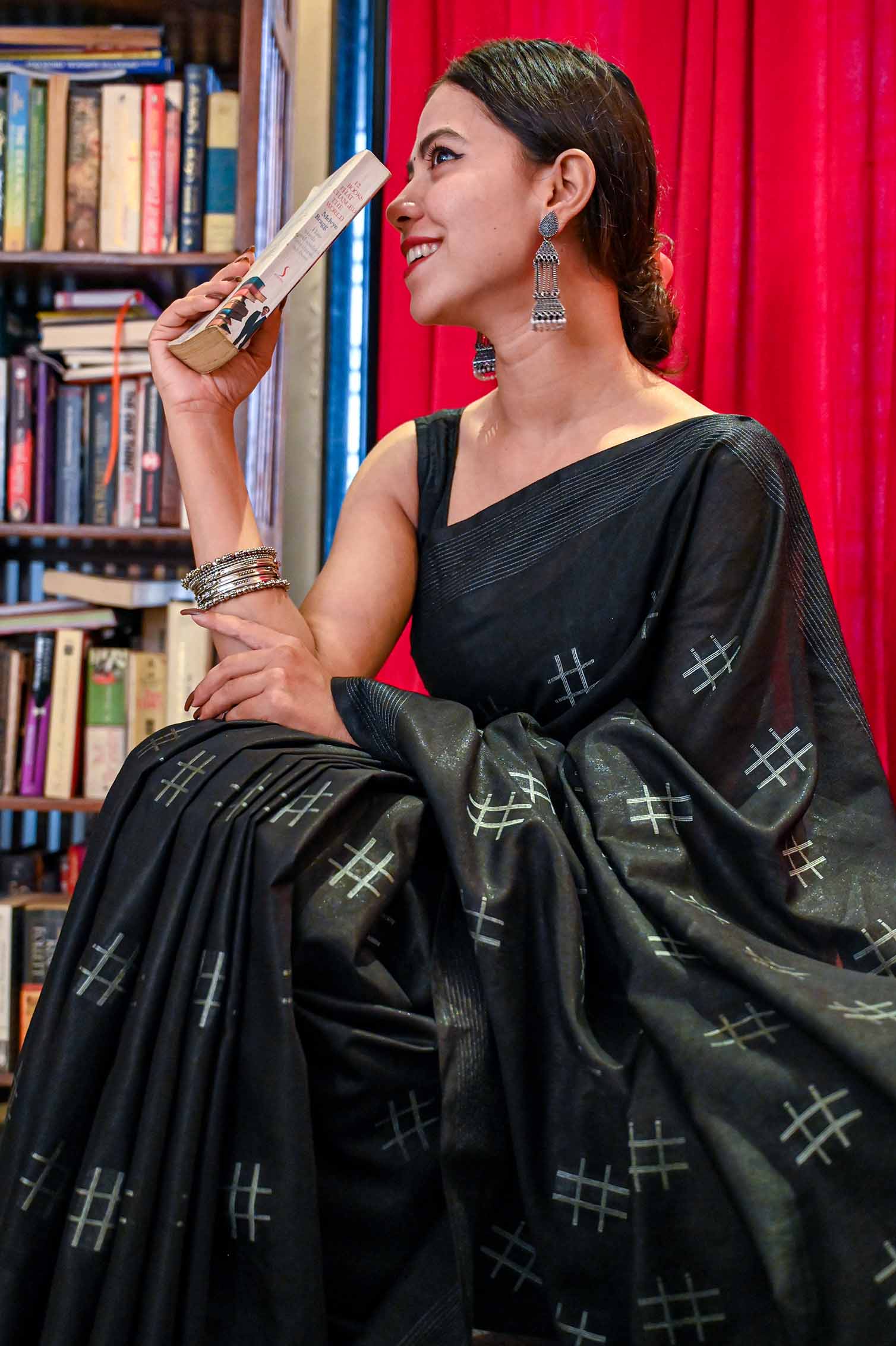 Ready to wear bhagalpuri cotton silk one minute ready made saree and readymade blouse - Isadora Life