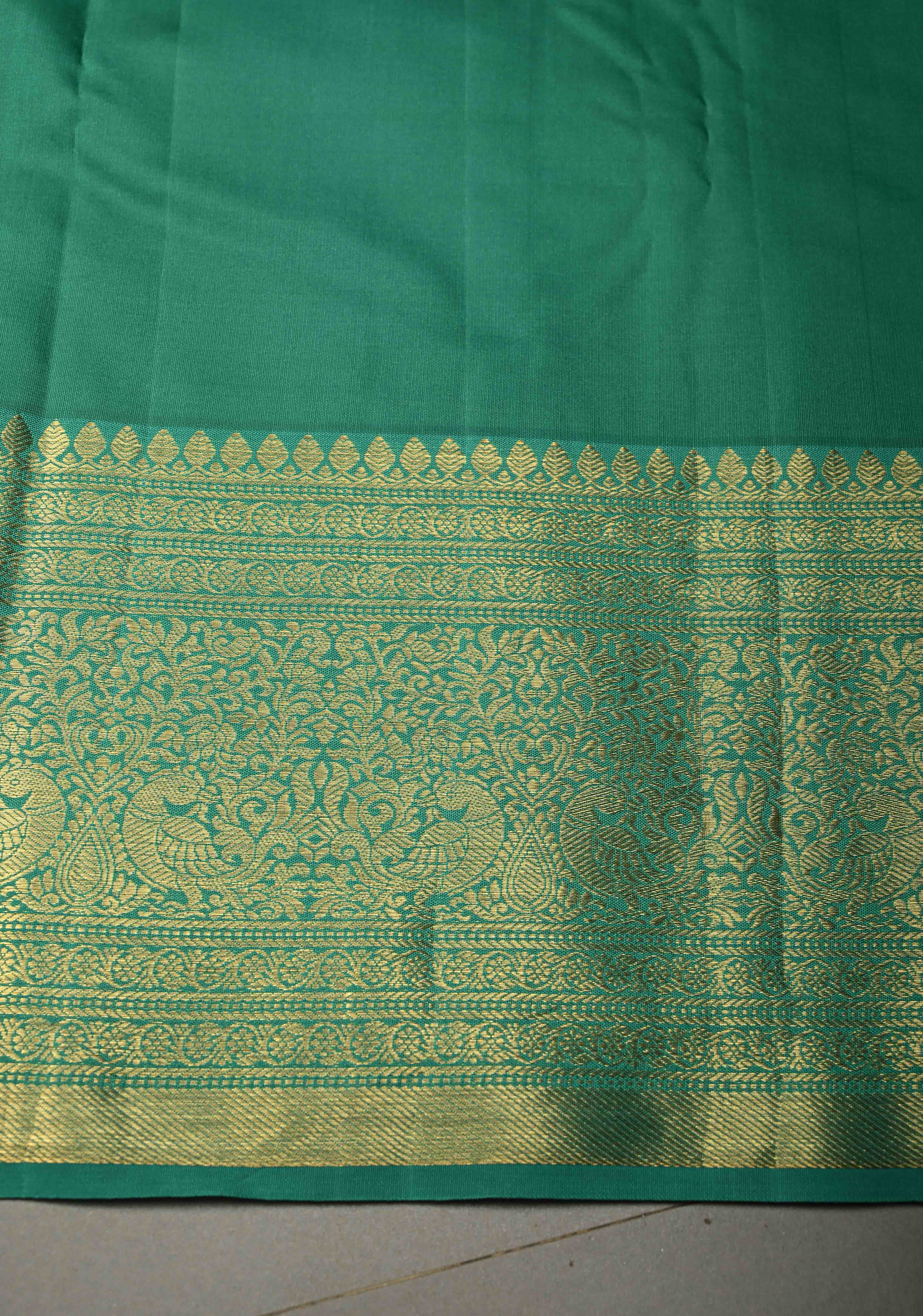 Blood Red Kanjivaram Semi Silk Saree with Zari Brocade and Contrast Zari Border | Shobitam