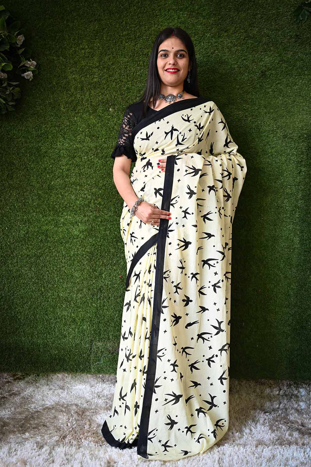 Ready to wear overall Printed one minute ready made saree and readymade blouse - Isadora Life