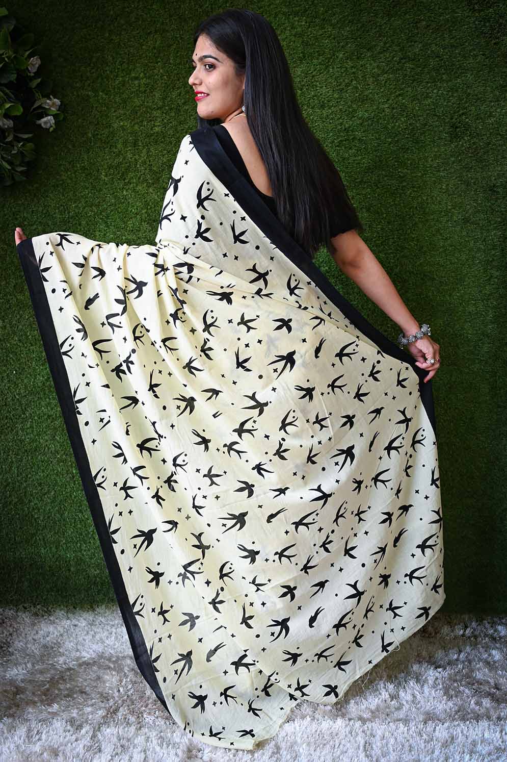 Ready to wear overall Printed one minute ready made saree and readymade blouse - Isadora Life