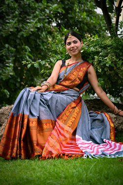 Ready to wear Ethnic South Cotton Silk With Zari Woven  Wrap in 1 minute Saree with Readymade Blouse - Isadora Life