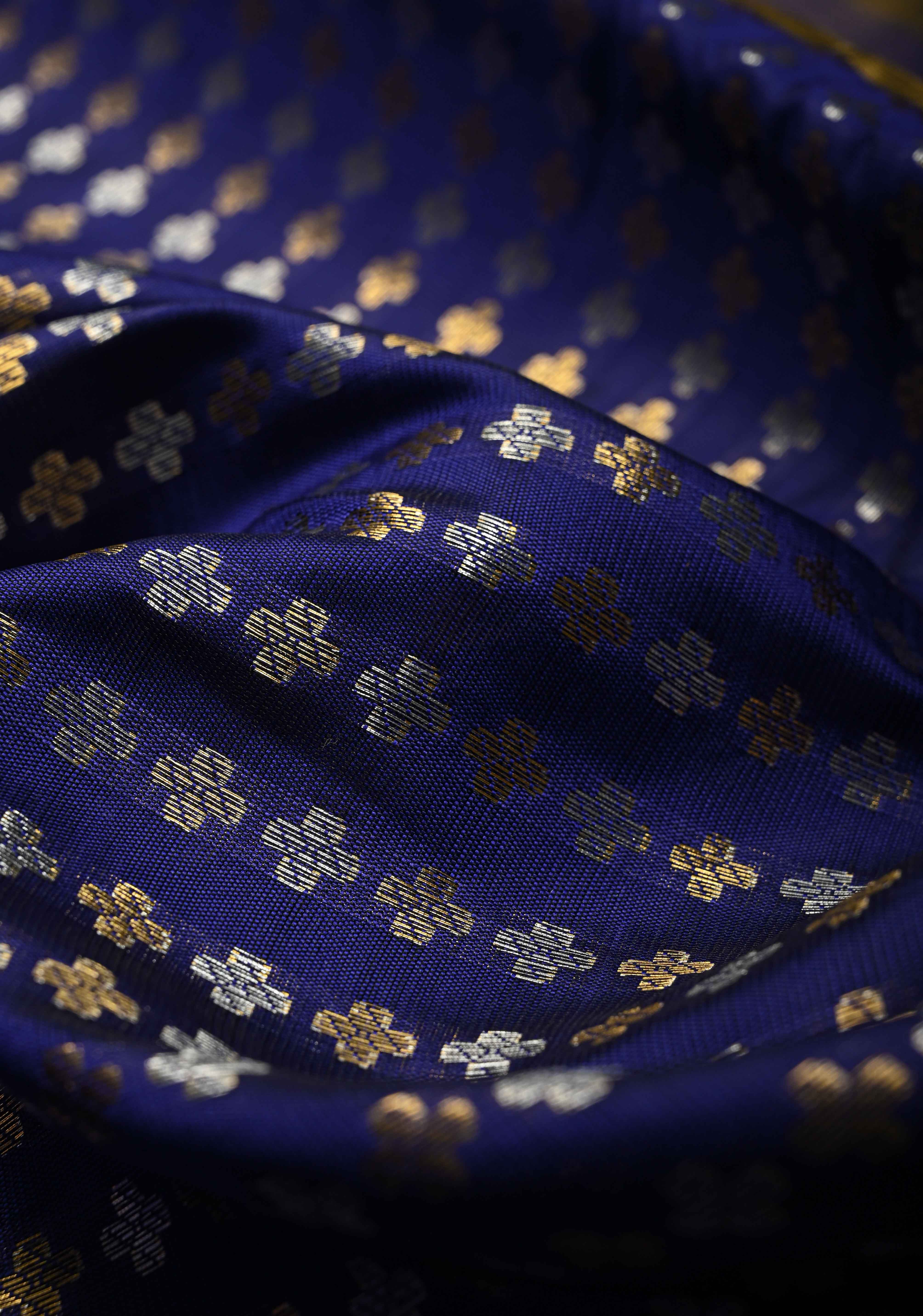 Deep Purple  Semi Silk Saree with Sona Rupa Zari Buttis Brocade and Zari Border