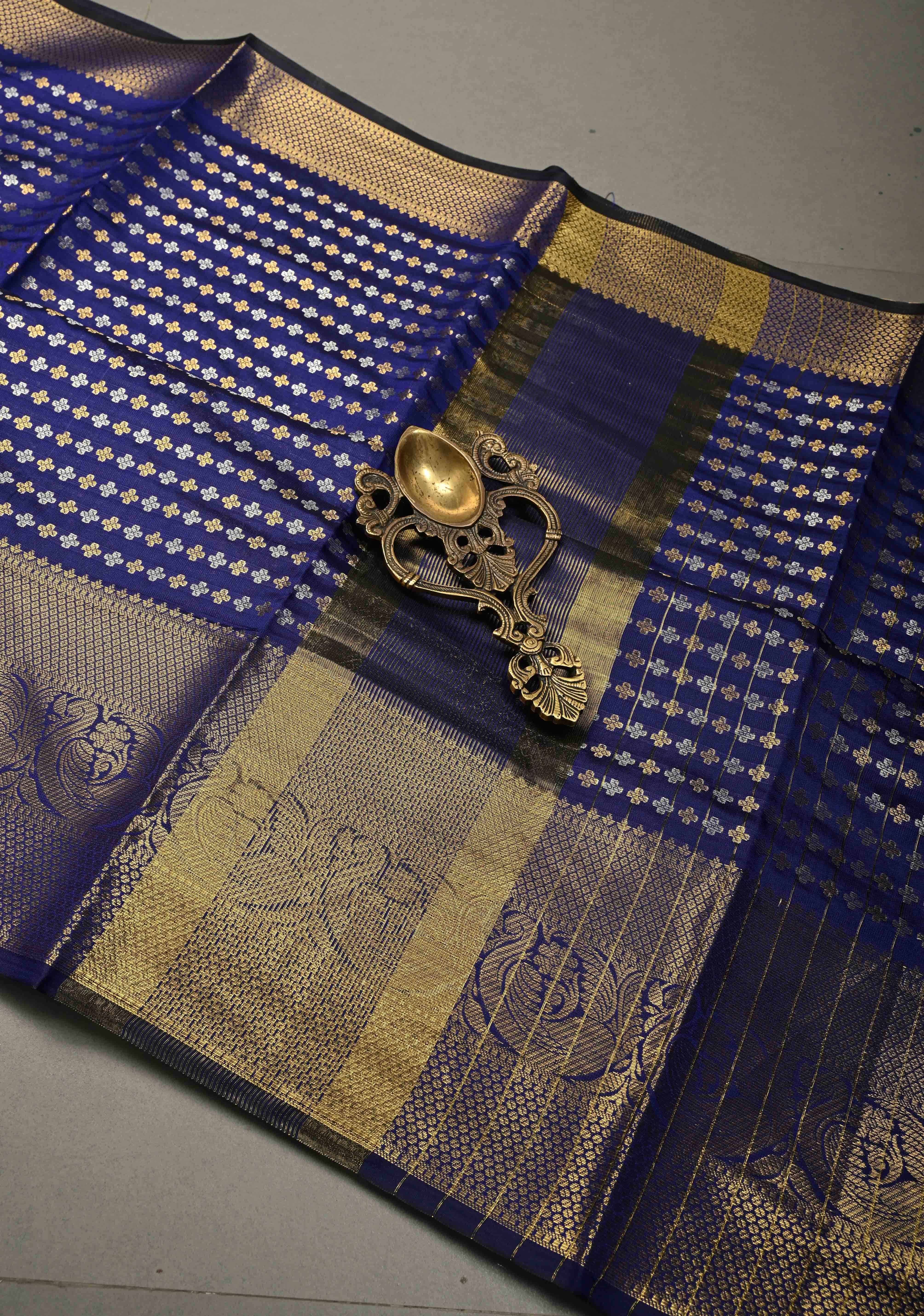 Deep Purple  Semi Silk Saree with Sona Rupa Zari Buttis Brocade and Zari Border