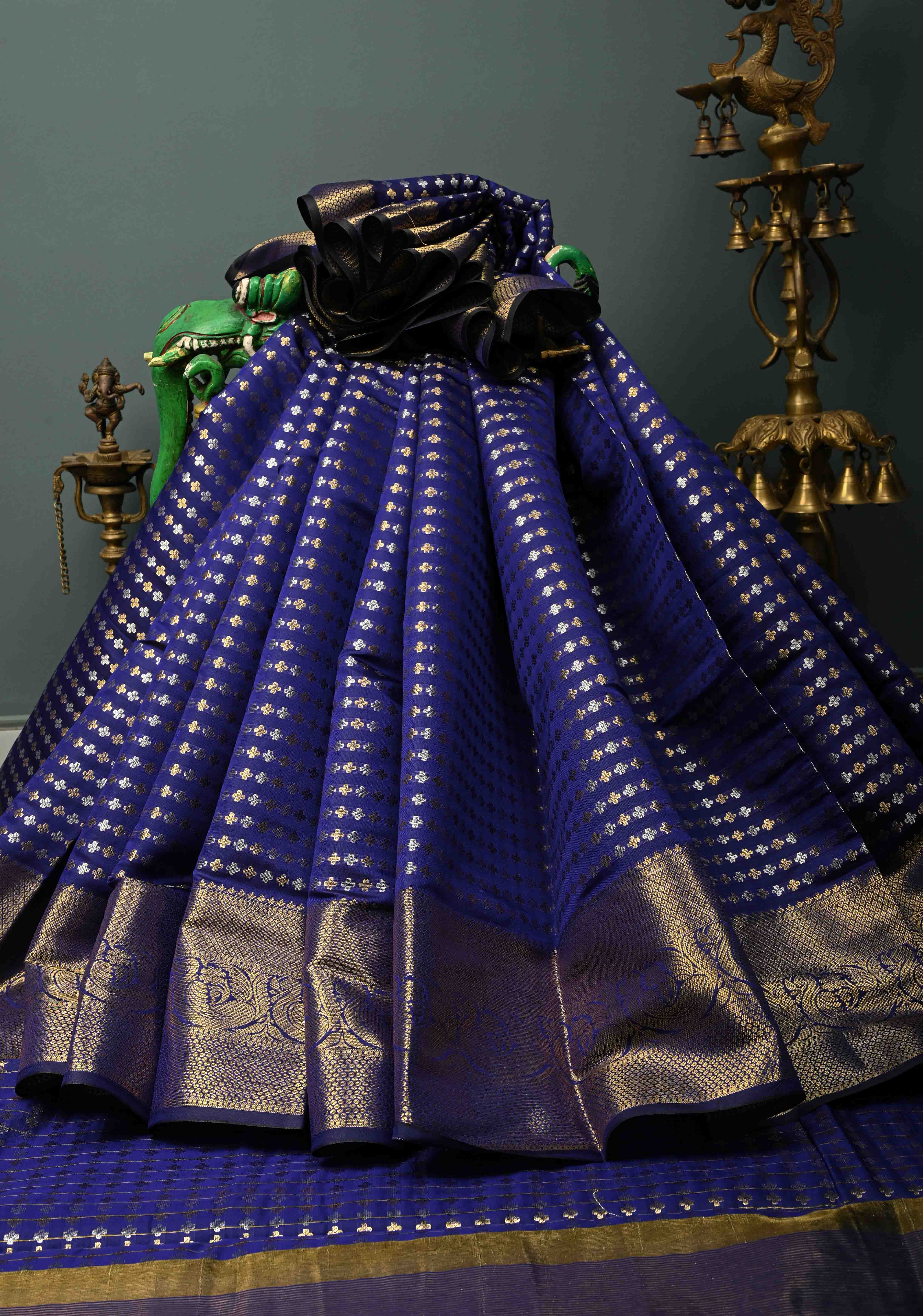 Deep Purple  Semi Silk Saree with Sona Rupa Zari Buttis Brocade and Zari Border