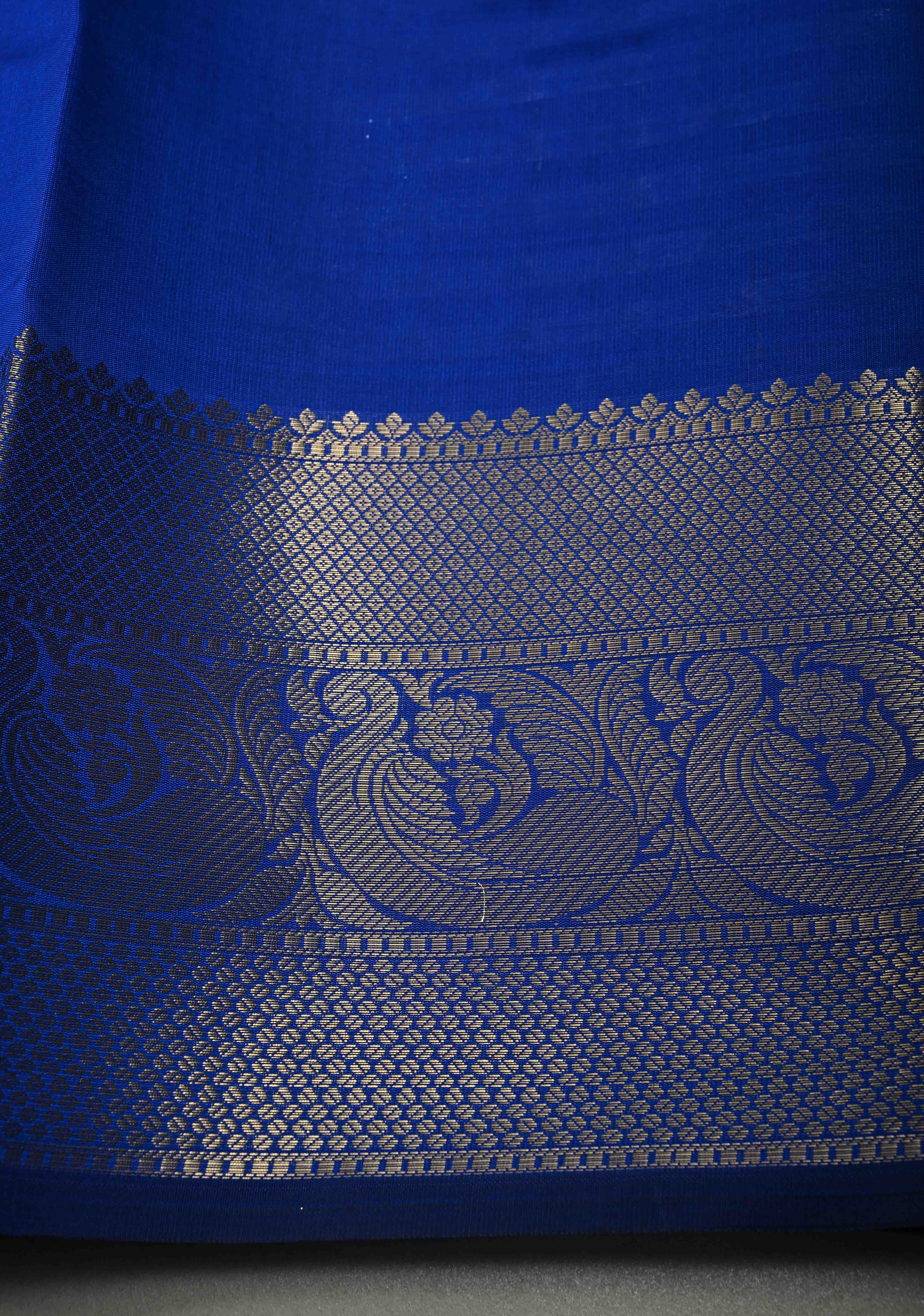 Ink blue  Semi Silk Saree with Sona Rupa Zari Buttis Brocade and Zari Border