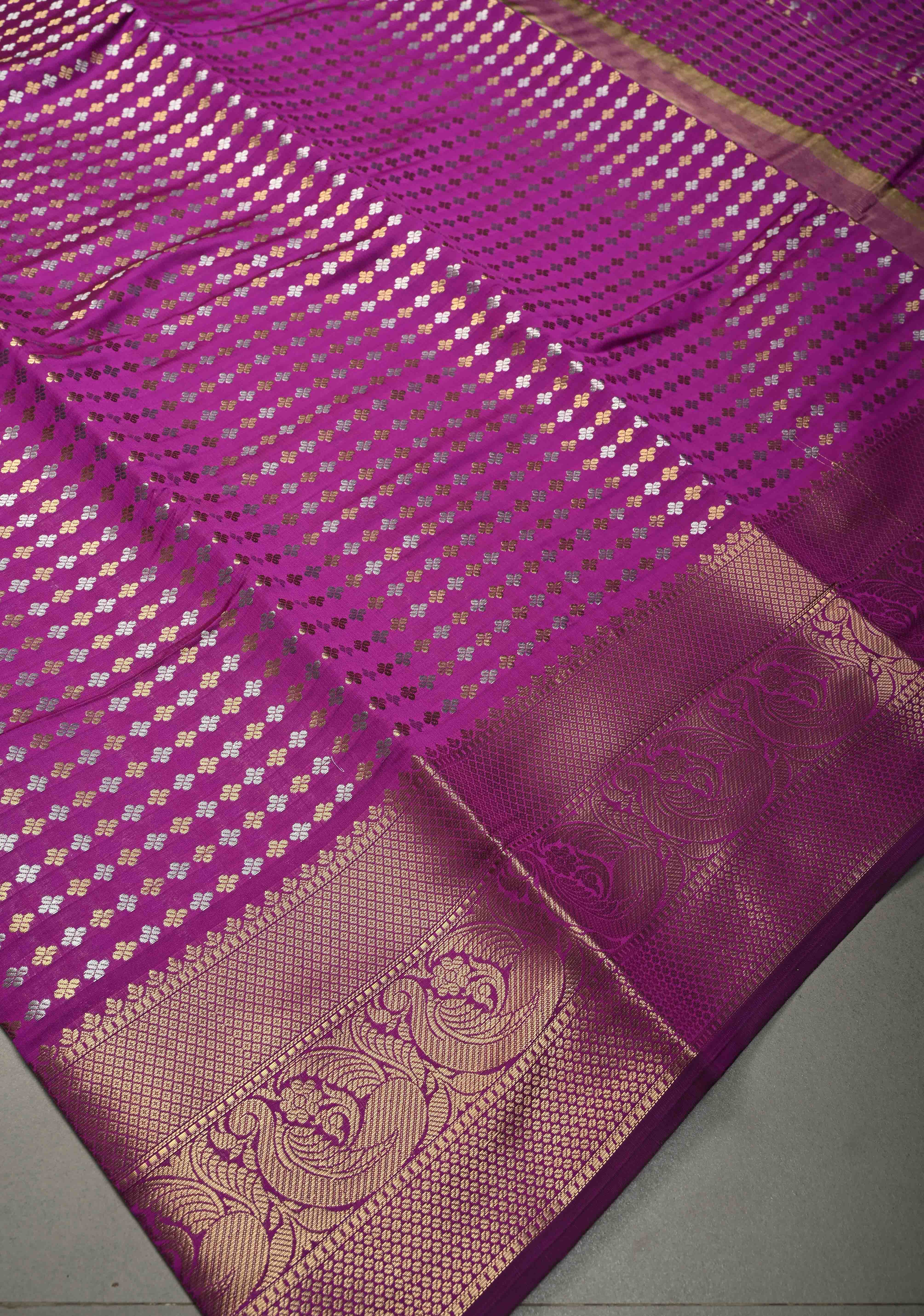 Vadamalli Semi Silk Saree with Sona Rupa Zari Buttis Brocade and Zari Border  | Shobitam
