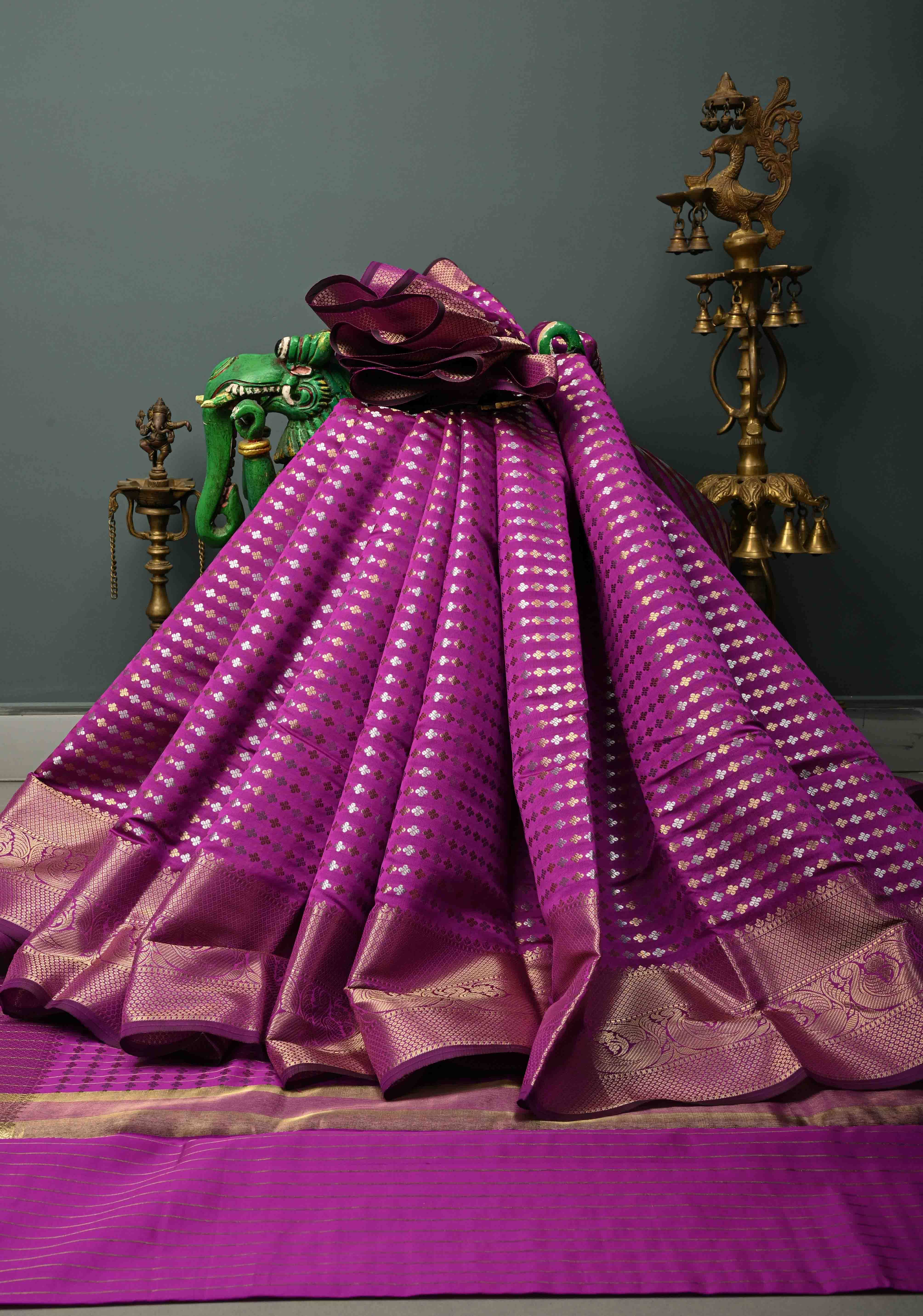 Vadamalli Semi Silk Saree with Sona Rupa Zari Buttis Brocade and Zari Border  | Shobitam
