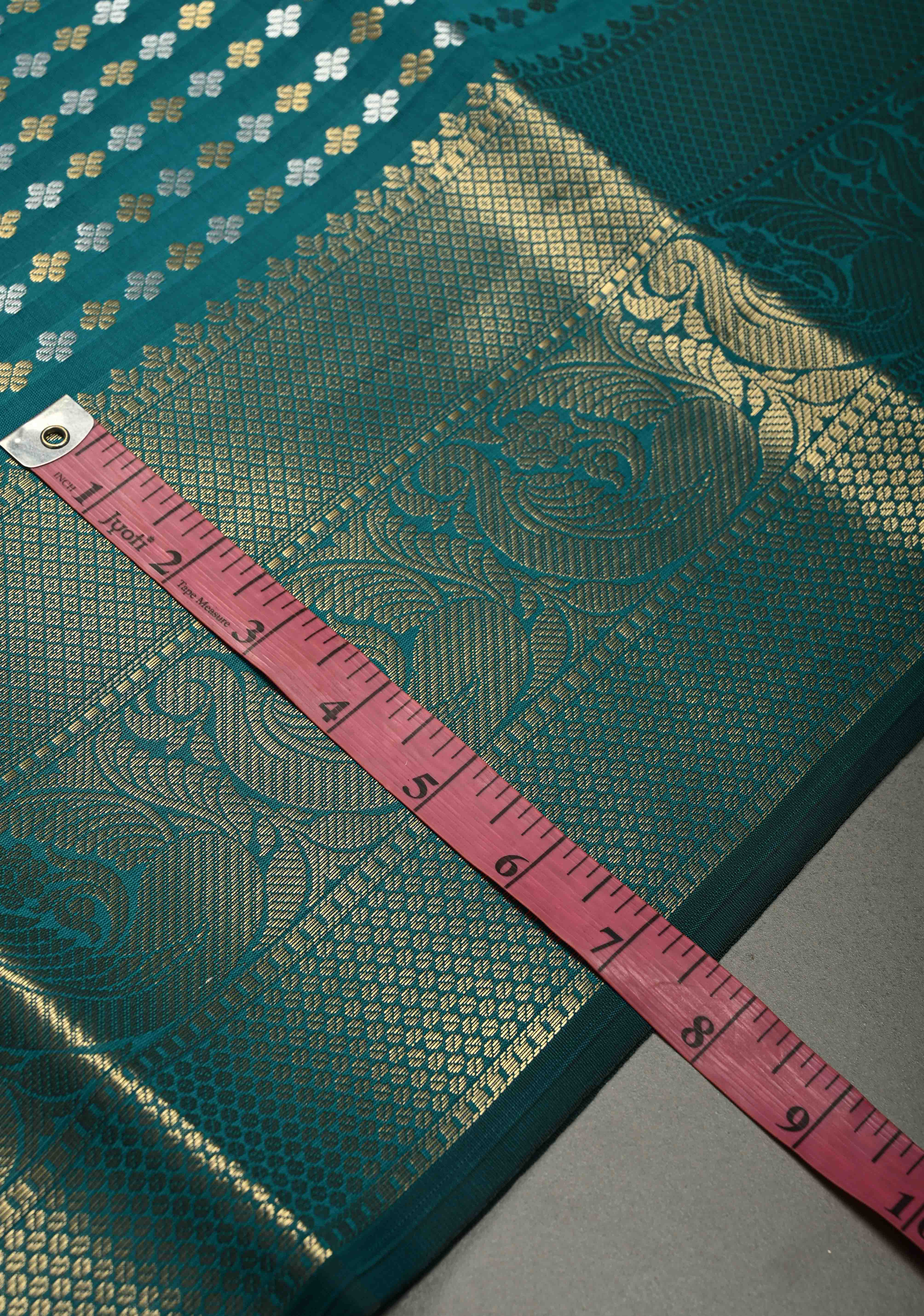 Rama Green Semi Silk Saree with Sona Rupa Zari Buttis Brocade and Zari Border