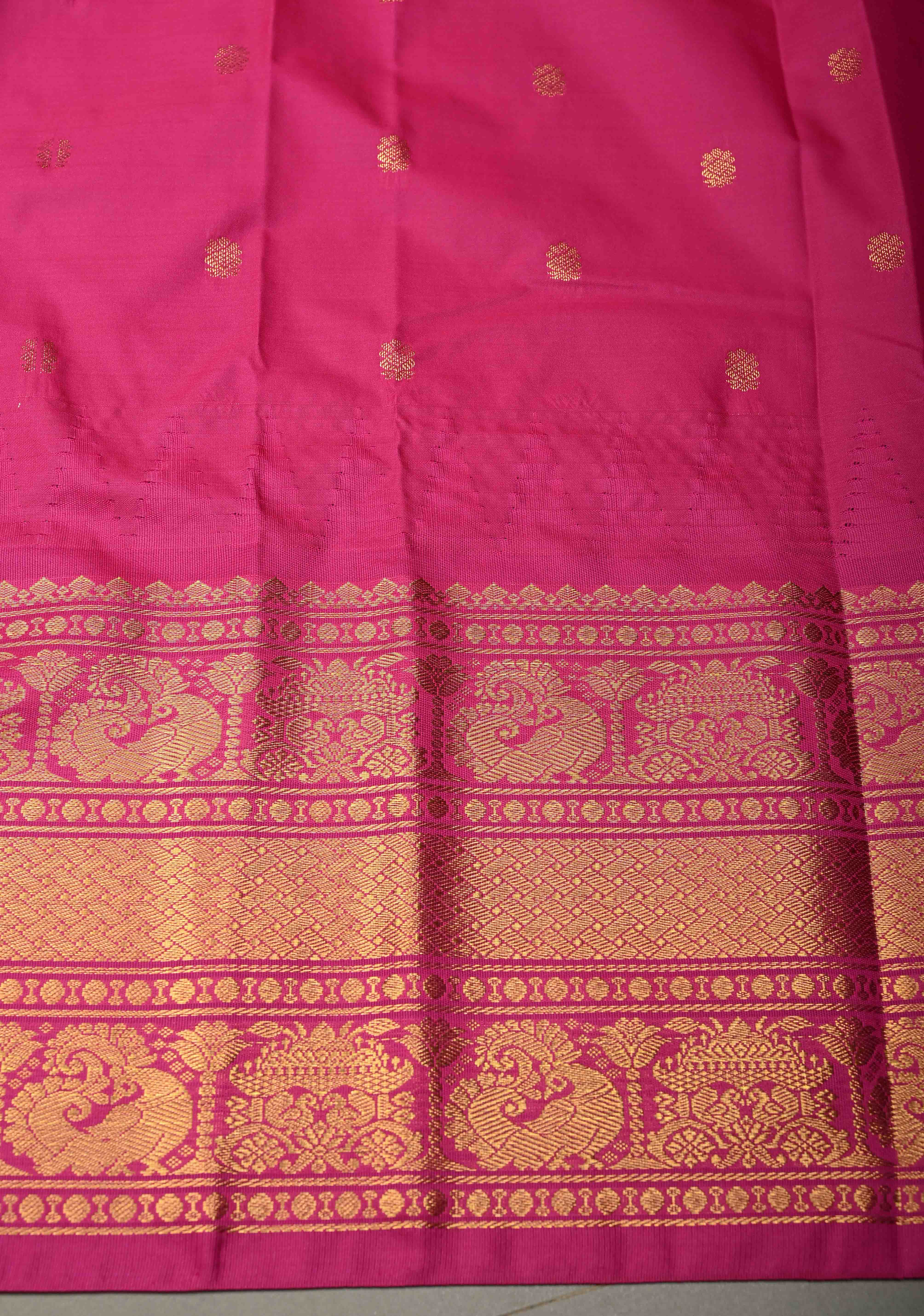 Peacock Green-Blue Dual tone Checks on Art Semi Gadwal Silk Saree with Zari Buttas and Contrast Zari Border | Shobitam