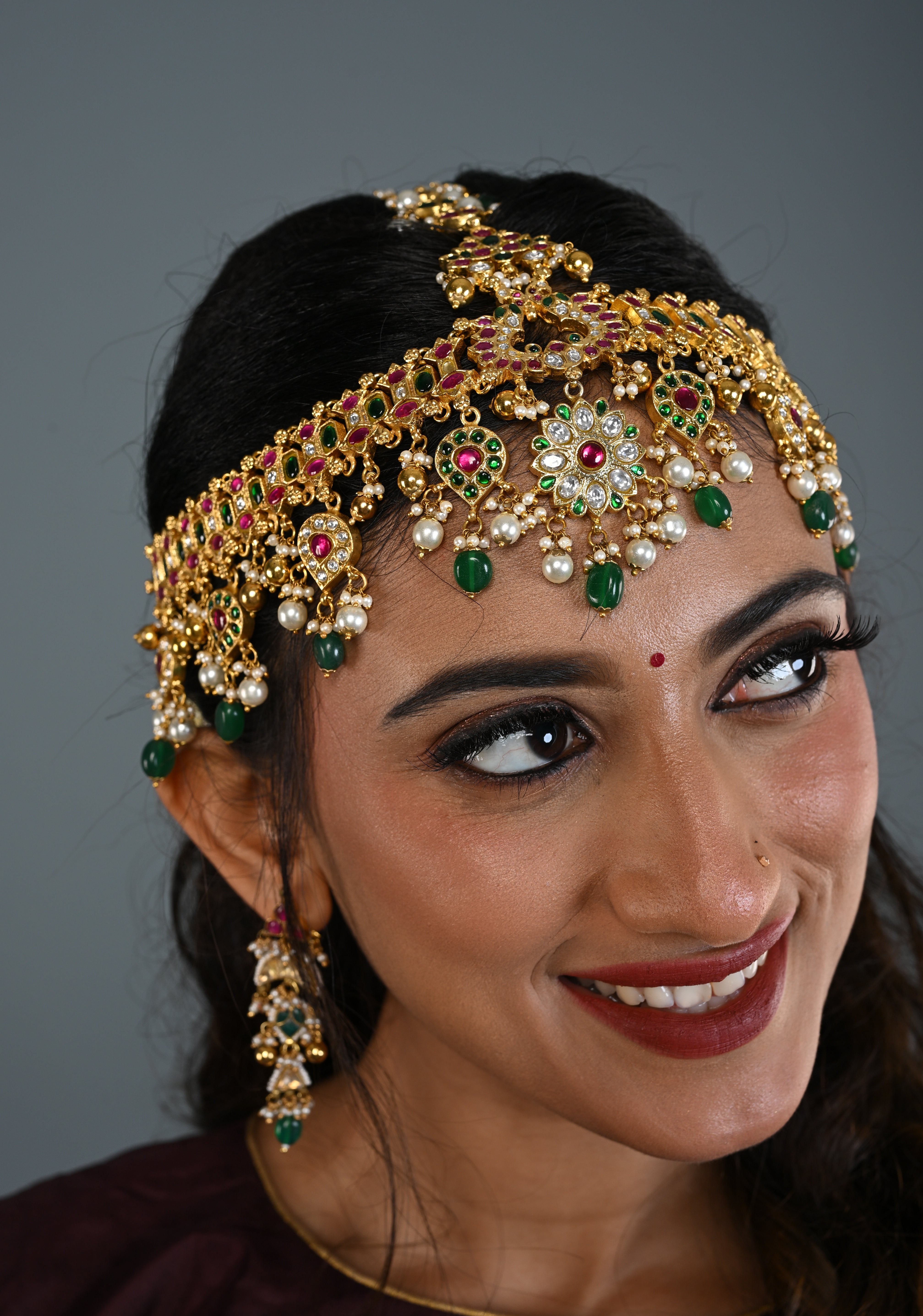 Jadau Maang Tika Ahmedabadi Kundan Hair Ornament | SHOBITAM