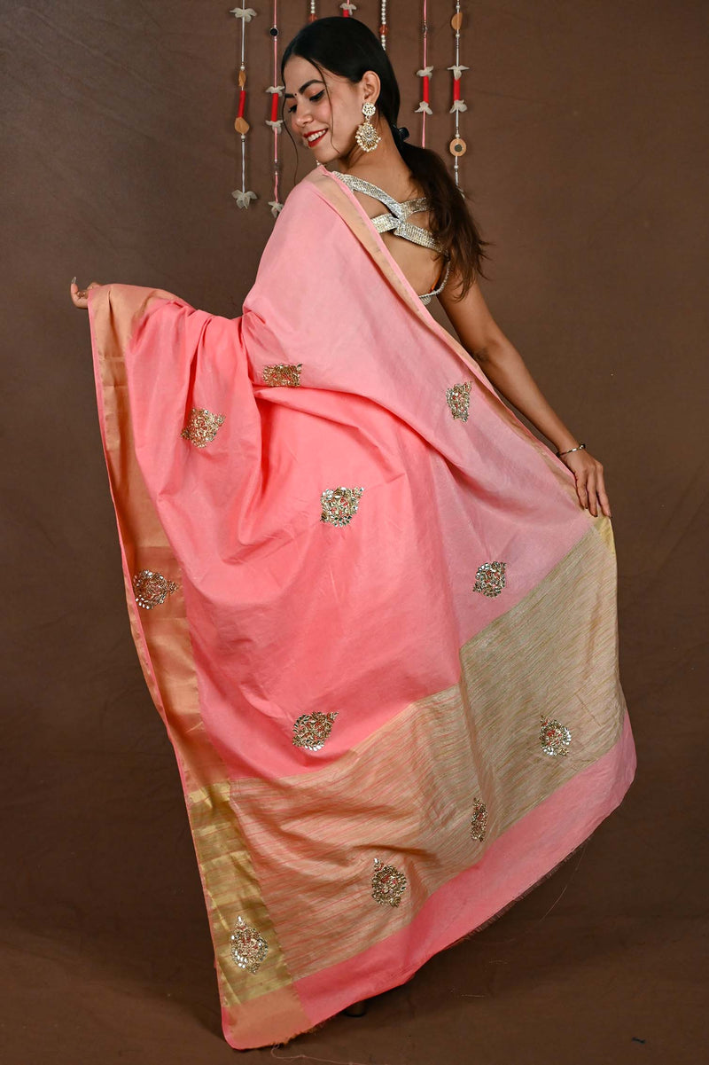 Ready To Wear Gorgeous Bead & Gota Patti  Embroidered  Wrap in 1 minute saree - Isadora Life