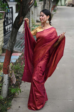 Ready To Wear Sophisticated Red Dhoop Chaanv  Wrap in 1 minute saree - Isadora Life