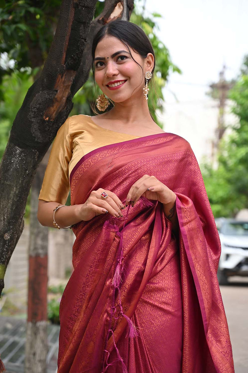Ready To Wear Sophisticated Red Dhoop Chaanv  Wrap in 1 minute saree - Isadora Life