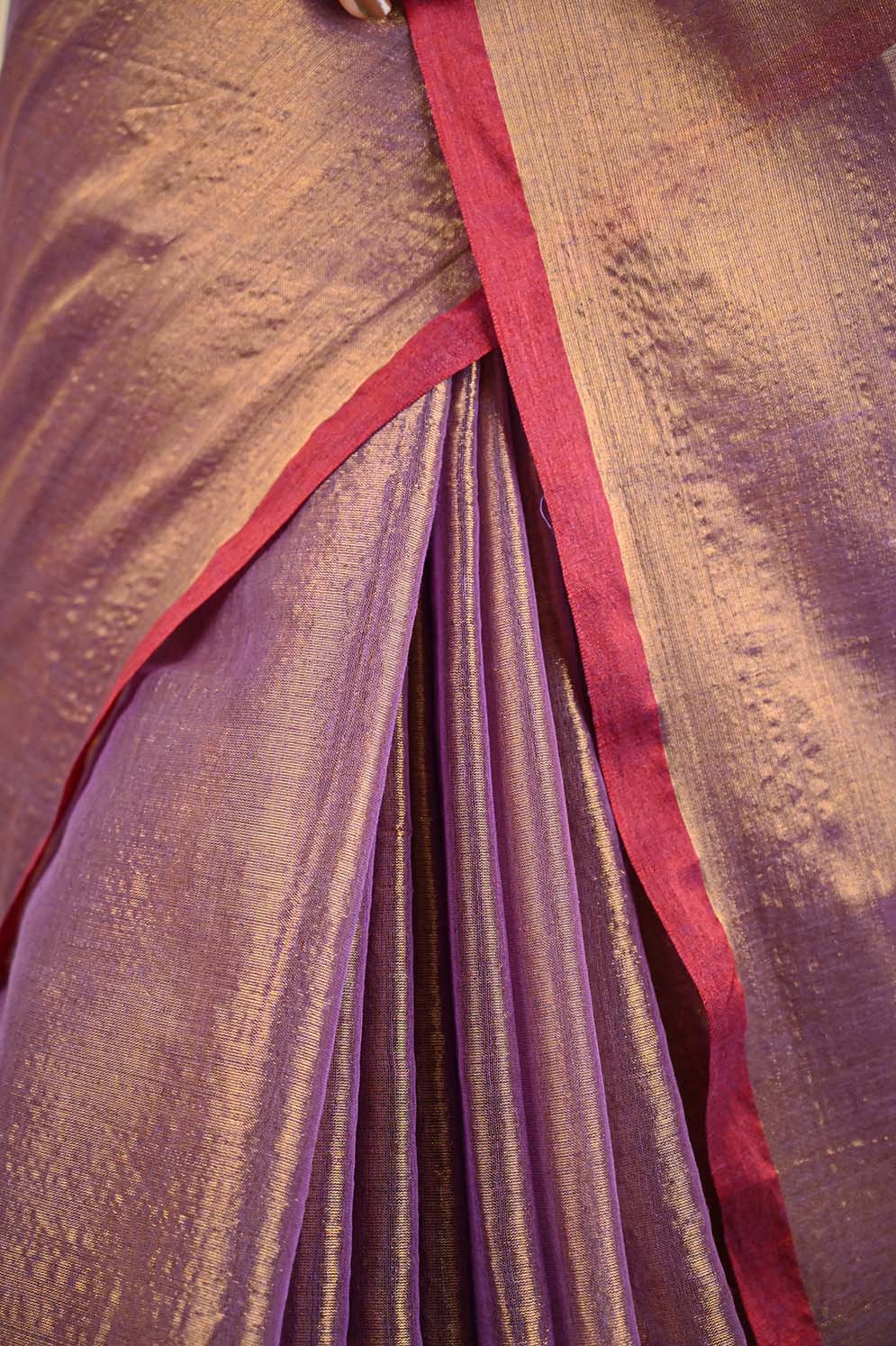 Ready To Wear Premium Organza Tissue With Tassels Dhoop Chaanv Wine On Pallu  Wrap in 1 minute saree - Isadora Life