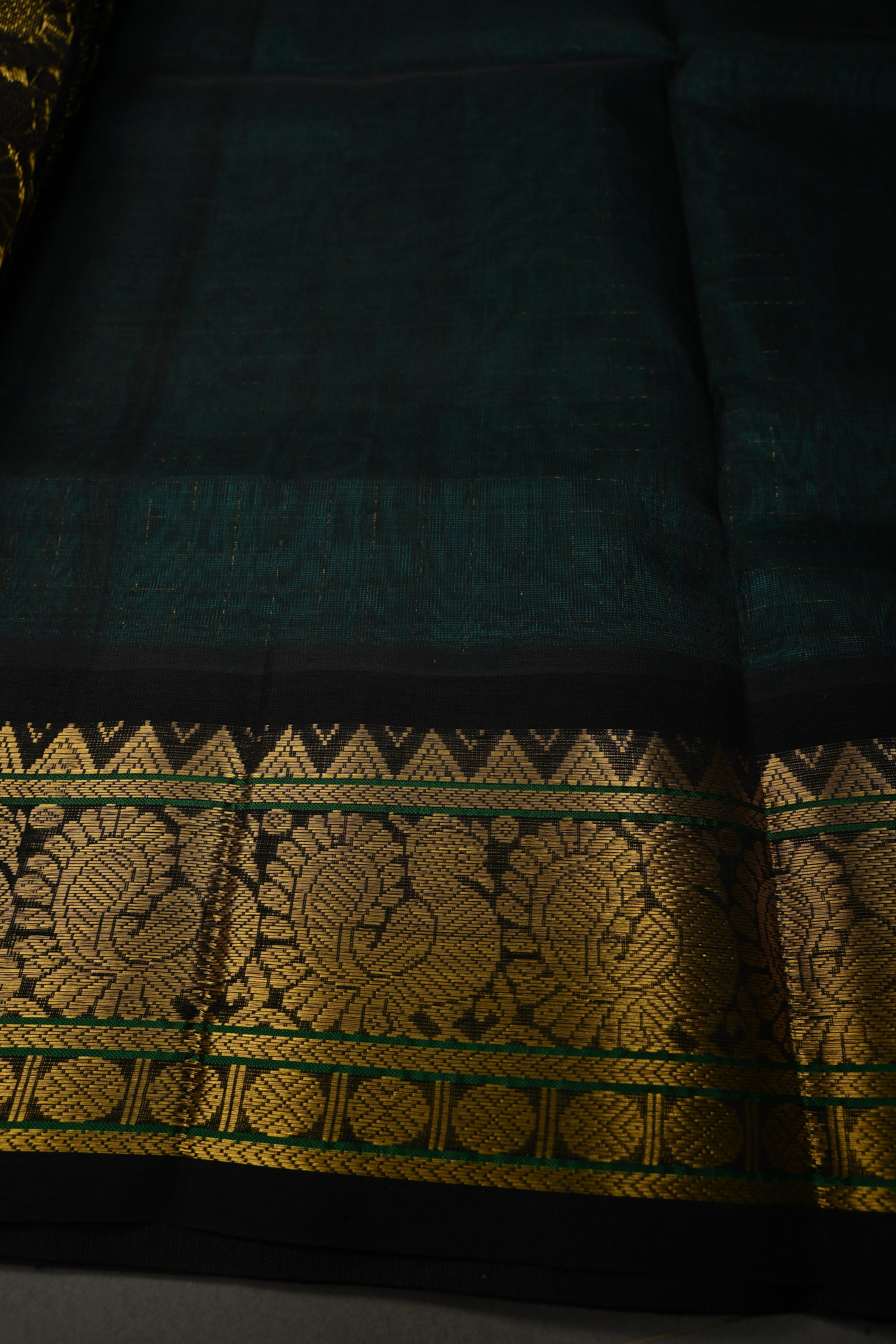 Ananda Blue Zari Checks on Kanchi Silk Cotton Saree with Peacock Buttas and Contrast Zari Border | Shobitam