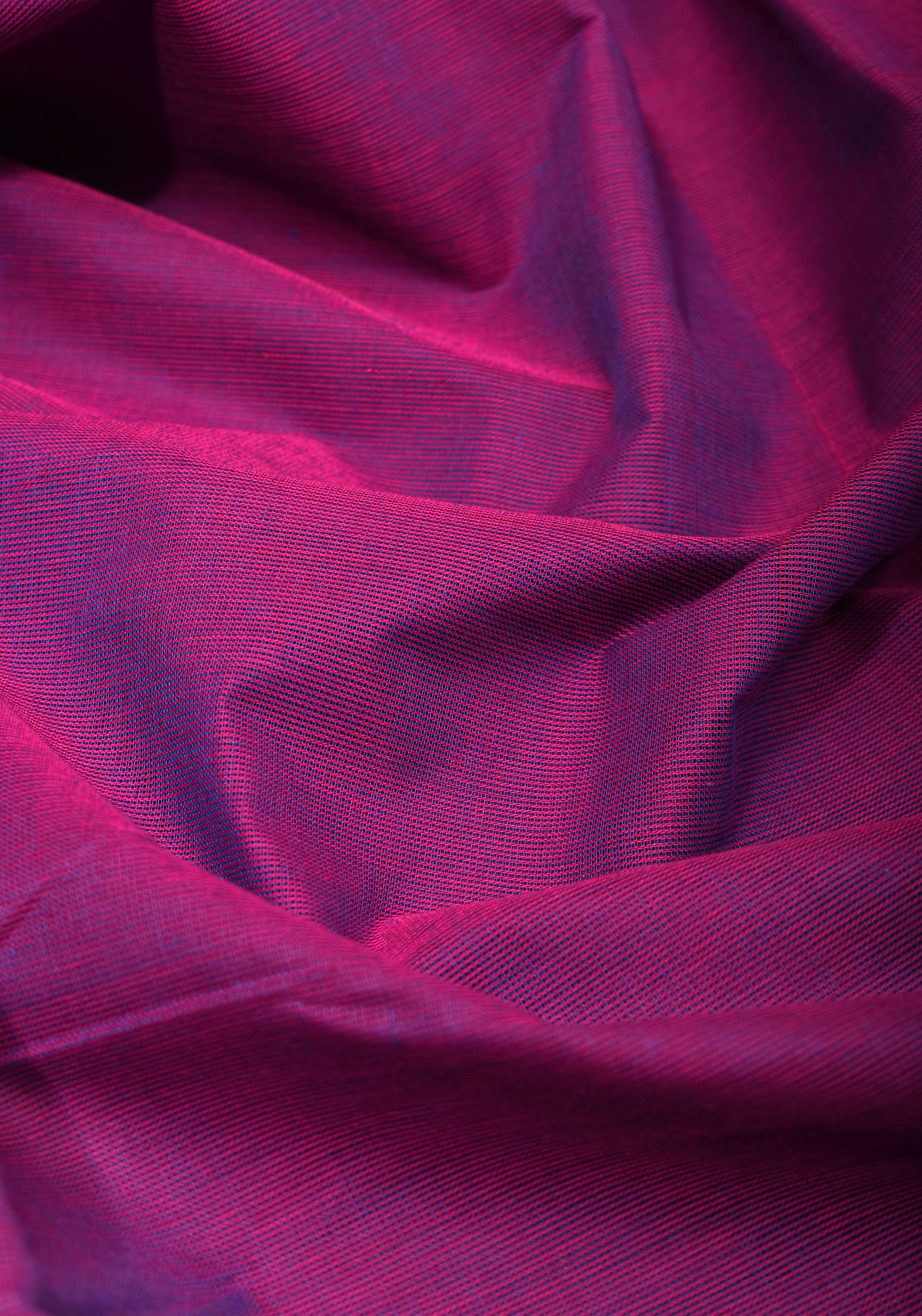 Purple-Blue Dual tone  Kanchi Cotton Saree with tradional zari borders on Blue base, No Blouse piece