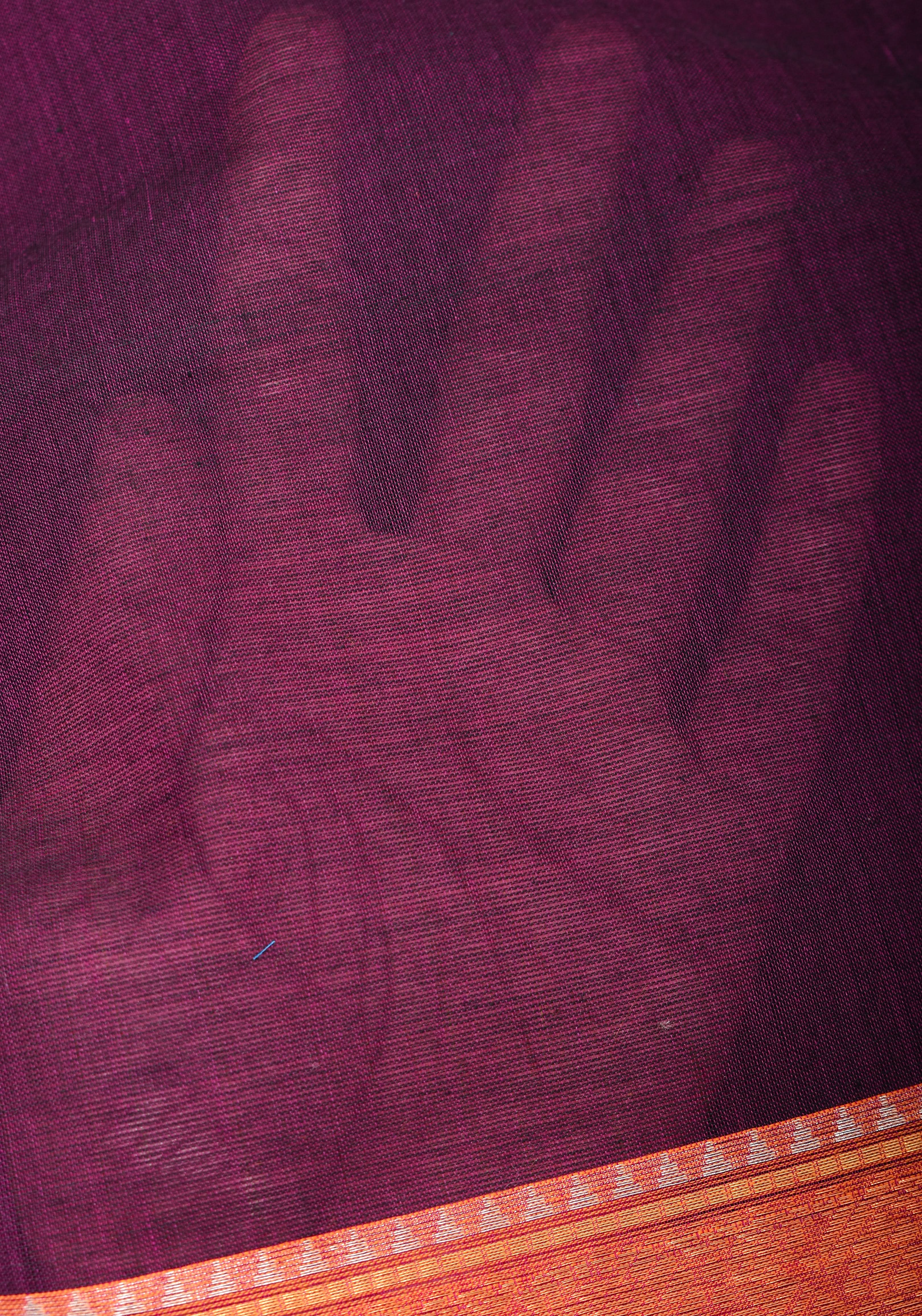 Eggplant Kanchi Cotton Saree with Ganga Jamuna zari border | Shobitam