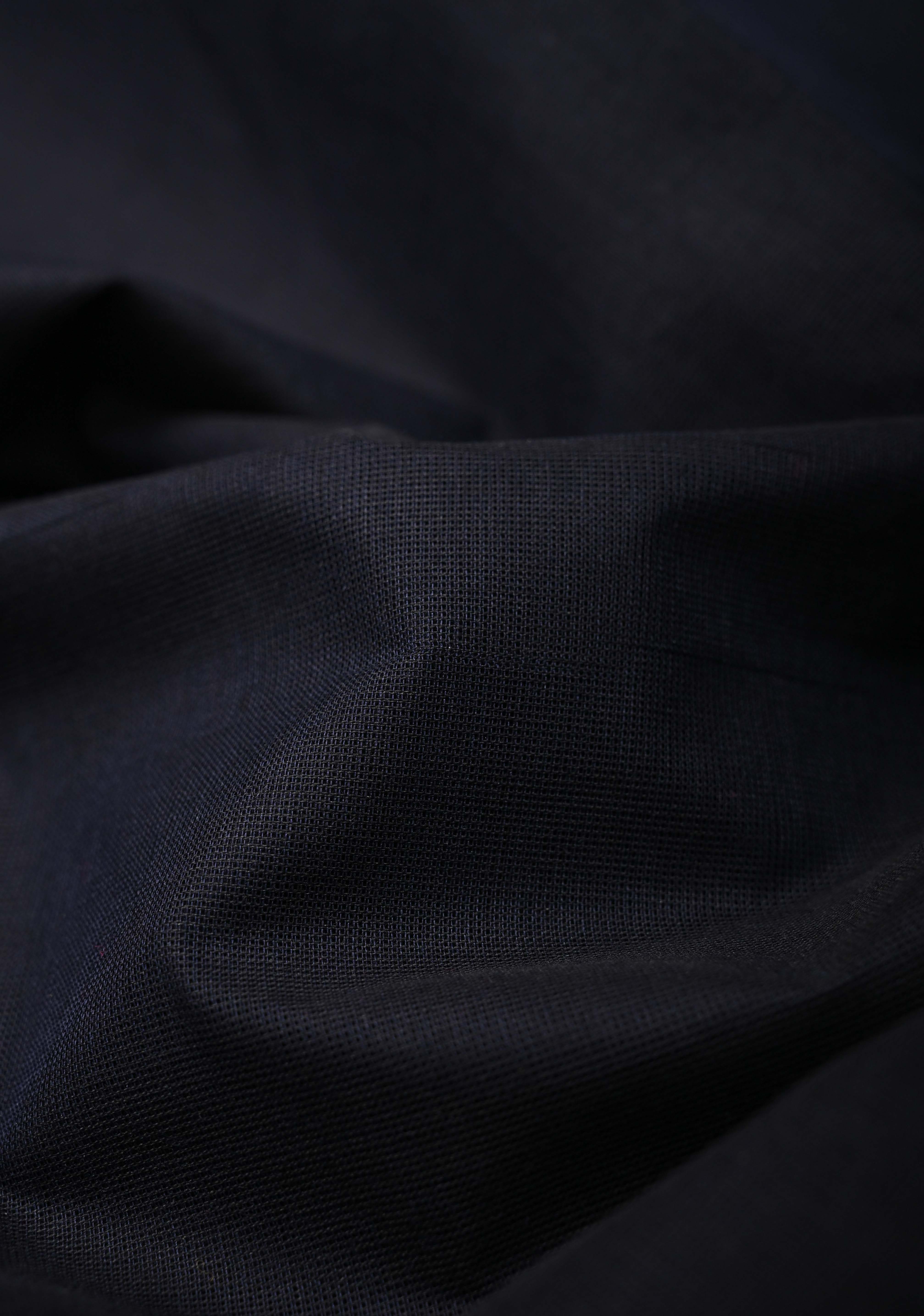 Blue Black Kanchi Cotton Saree with Contrast Zari Border, No Blouse piece | Shobitam