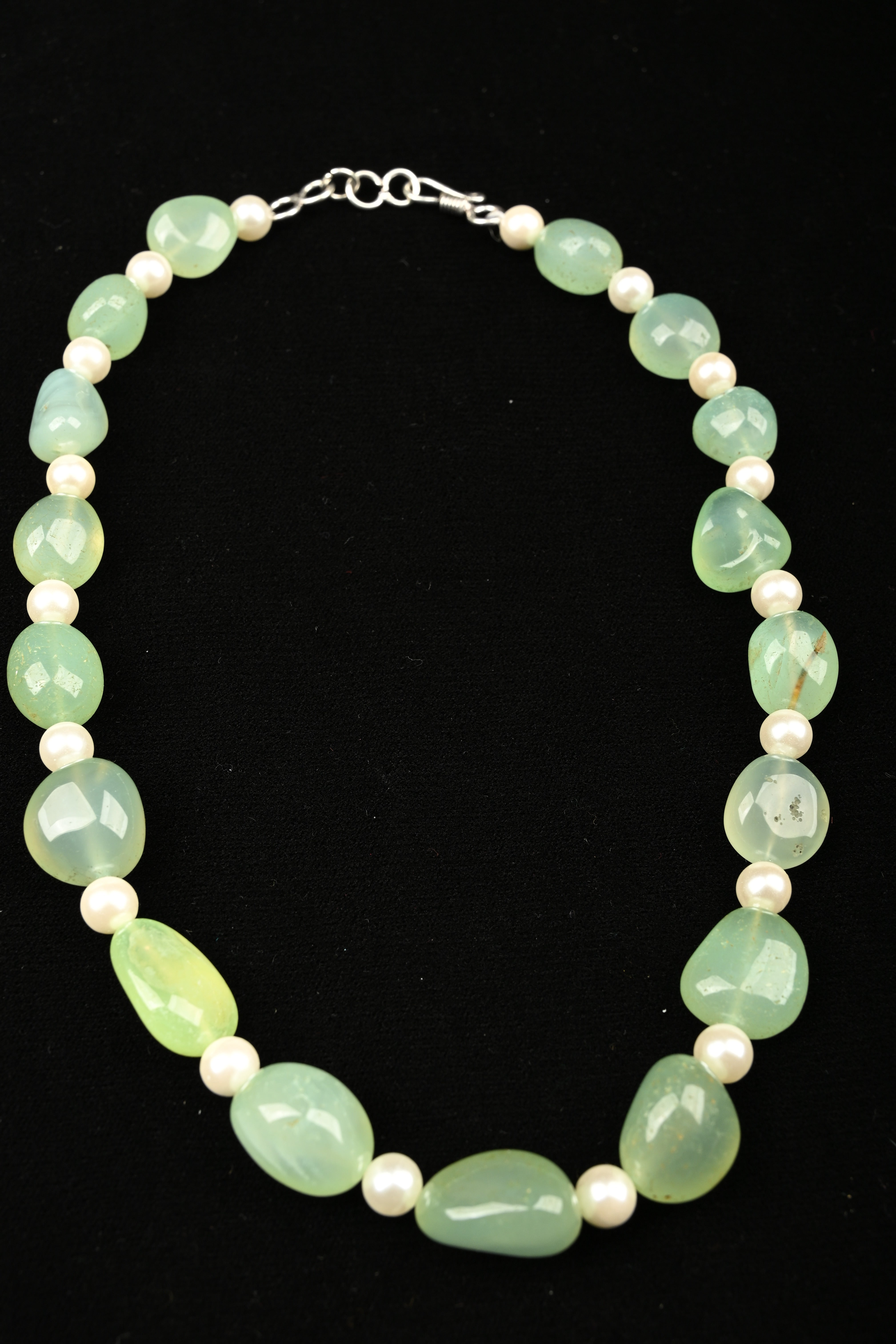 Celadon Glow Aventurine & Pearl Necklace | Shobitam