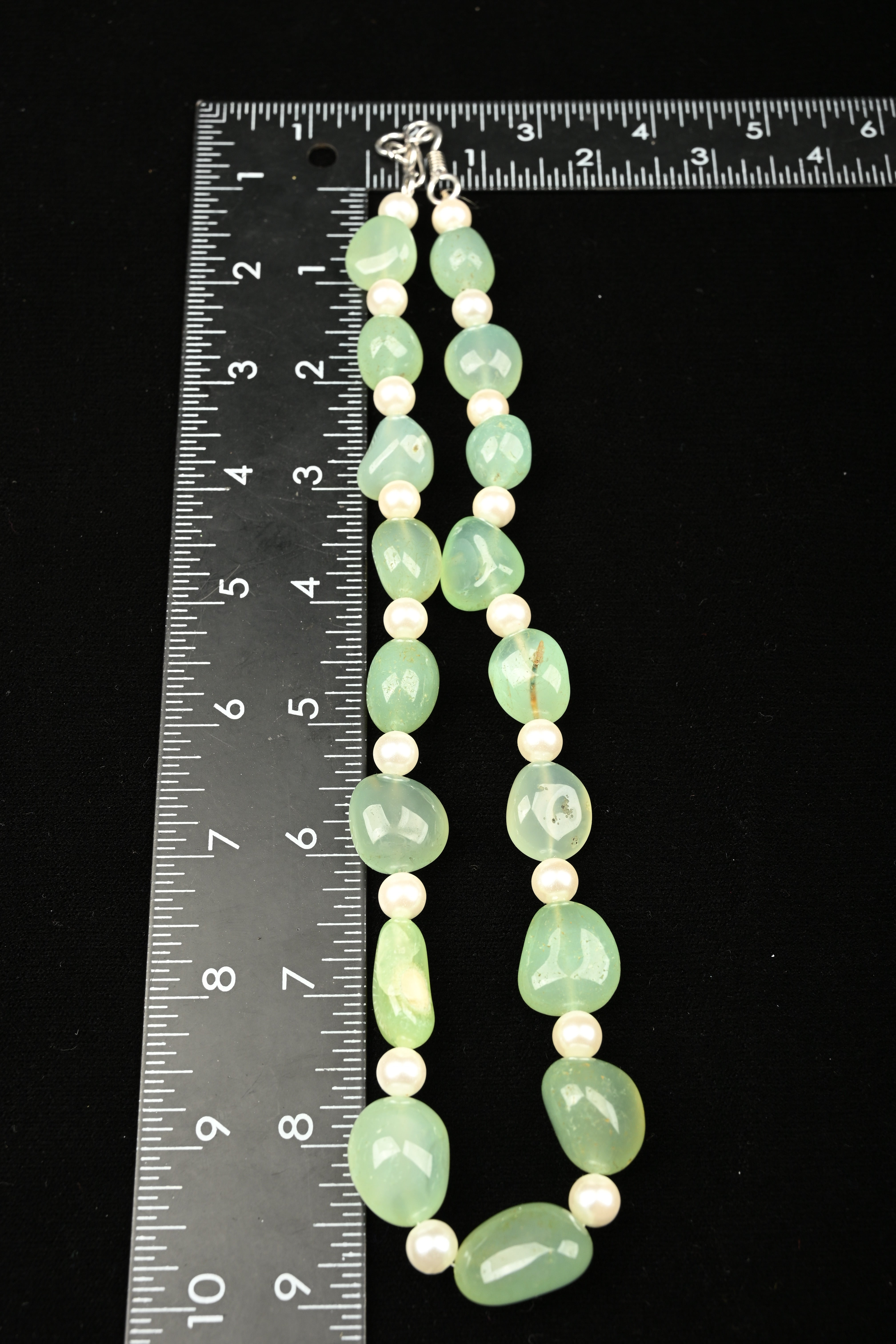 Celadon Glow Aventurine & Pearl Necklace | Shobitam