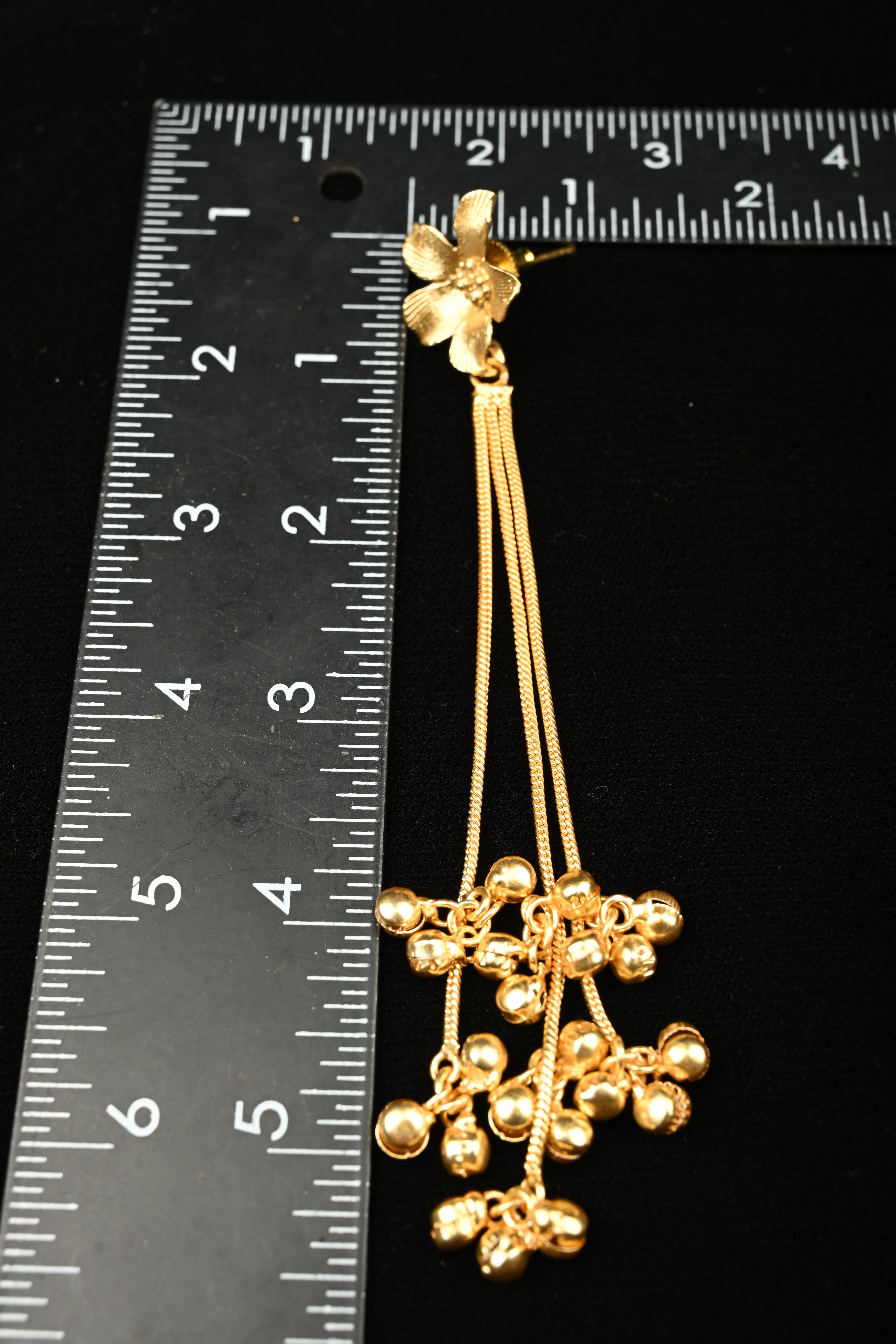 Golden Blossom Tassel Statement Earrings | Shobitam