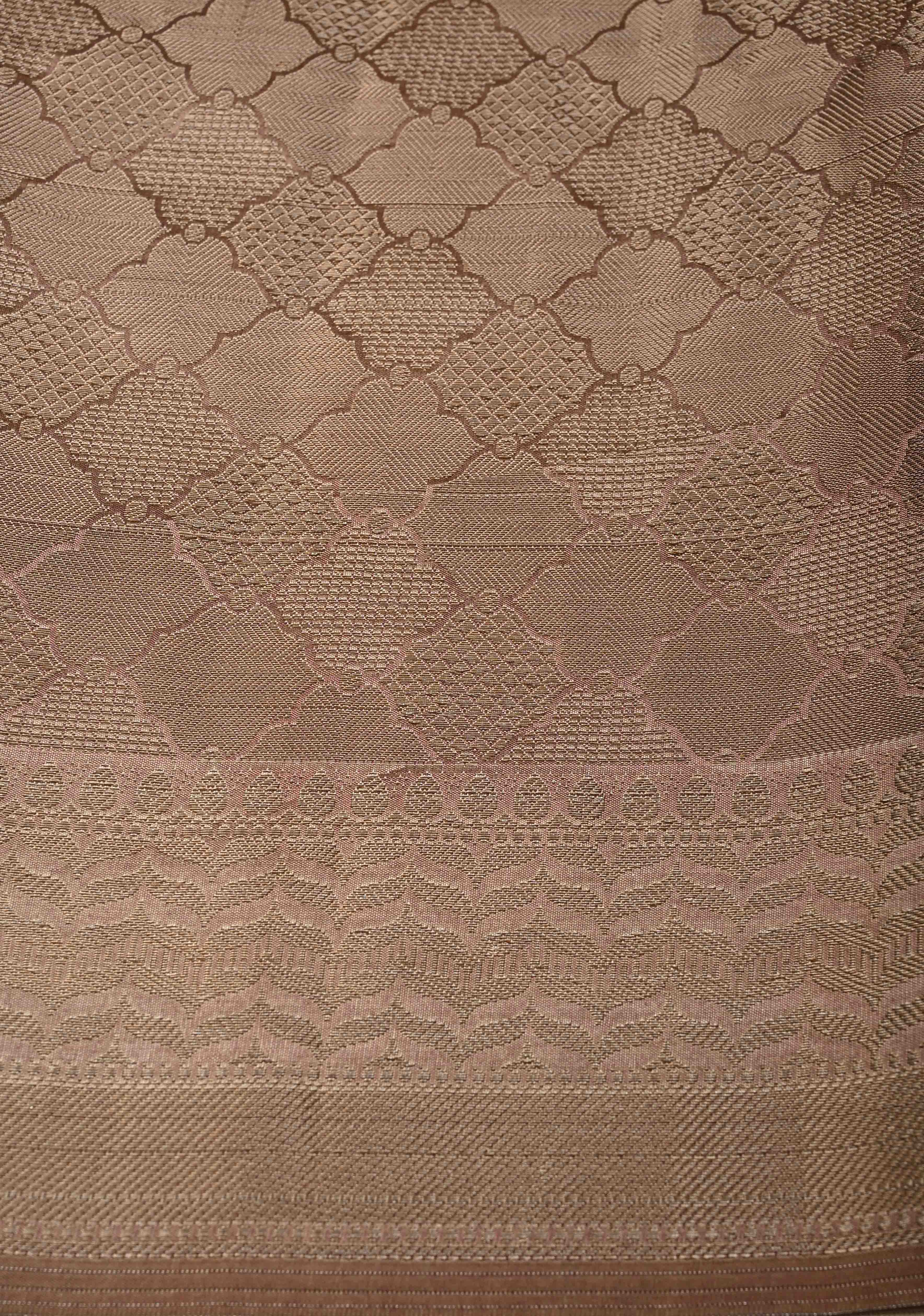 Brown Art Silk Saree with Kalamkari Digital Print and Antique Zari Border | Shobitam
