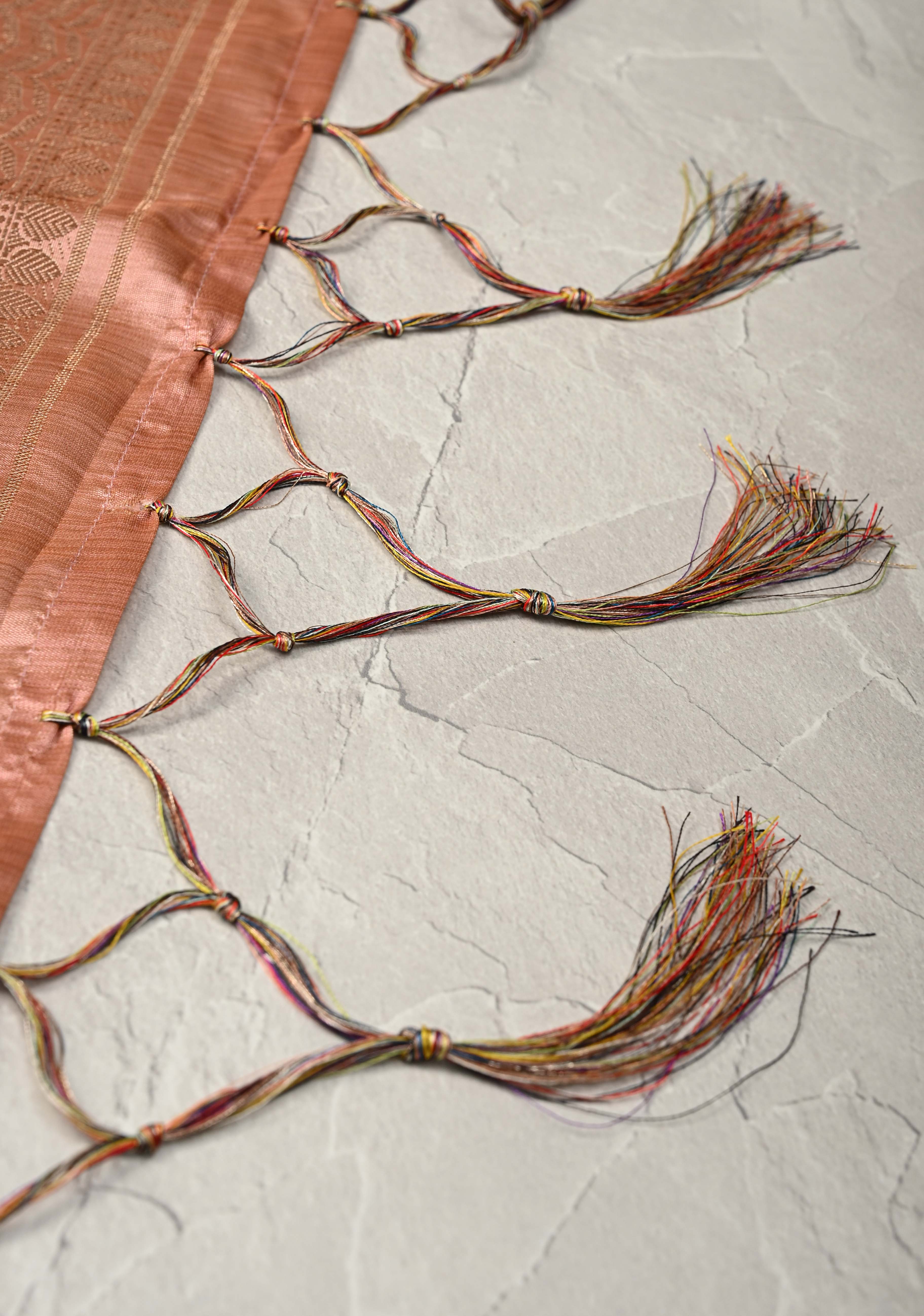 Semi Tussar Silk Saree with Kalamkari Digital Print in Coral | Shobitam