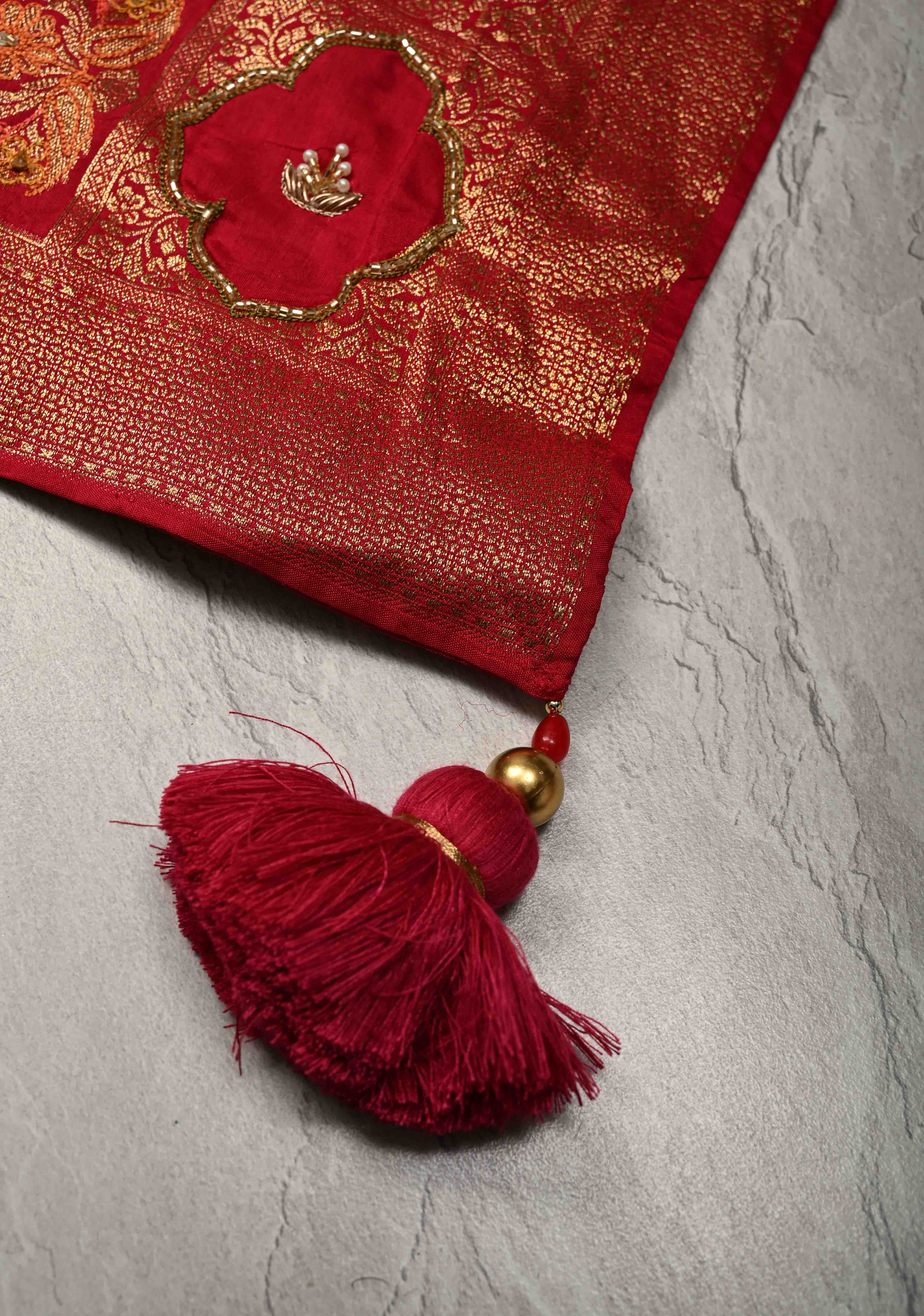 Rani Pink Vegan Viscose Silk Saree with Jharokha-Inspired Patterns Border | Shobitam