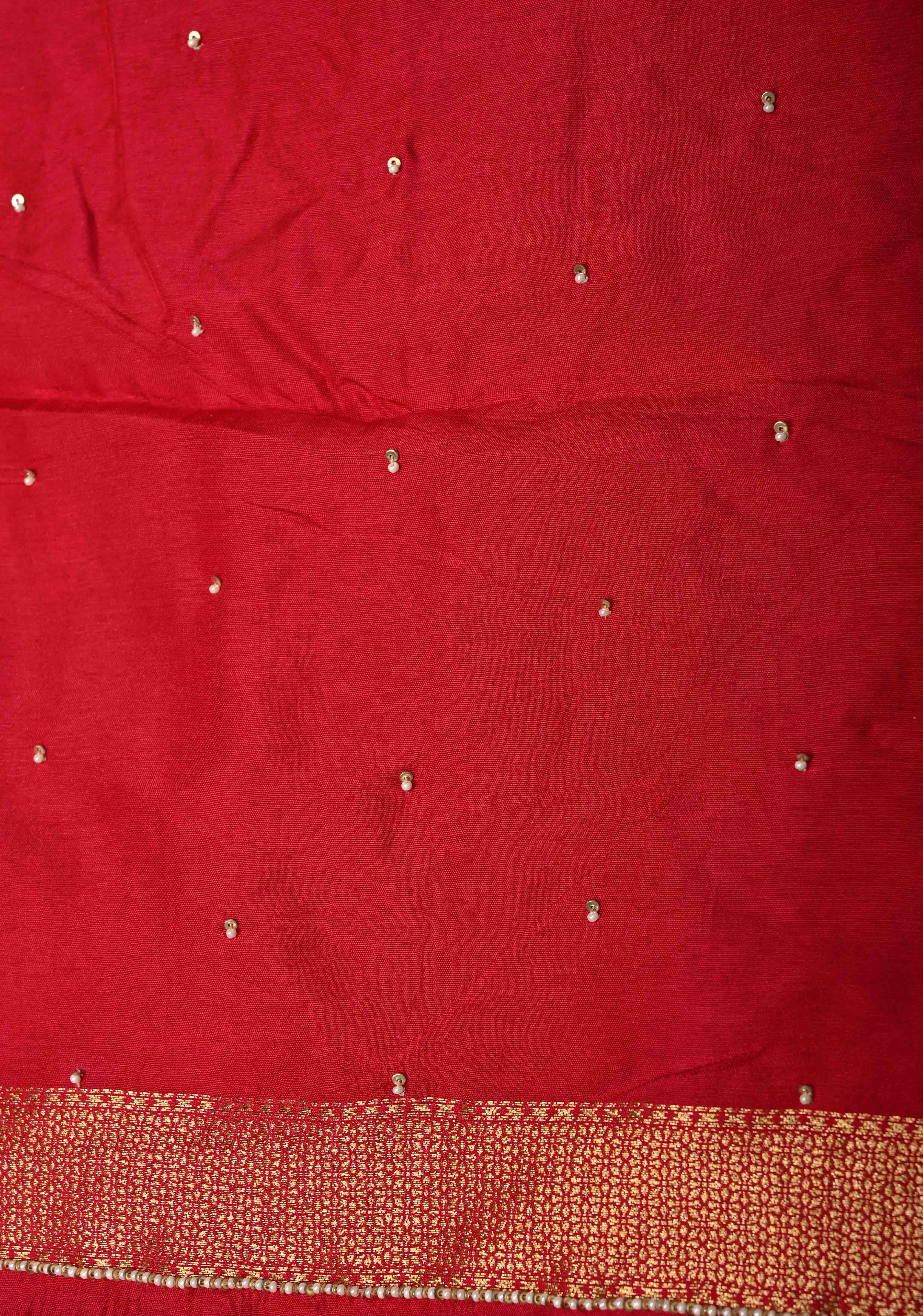 Rani Pink Vegan Viscose Silk Saree with Jharokha-Inspired Patterns Border | Shobitam