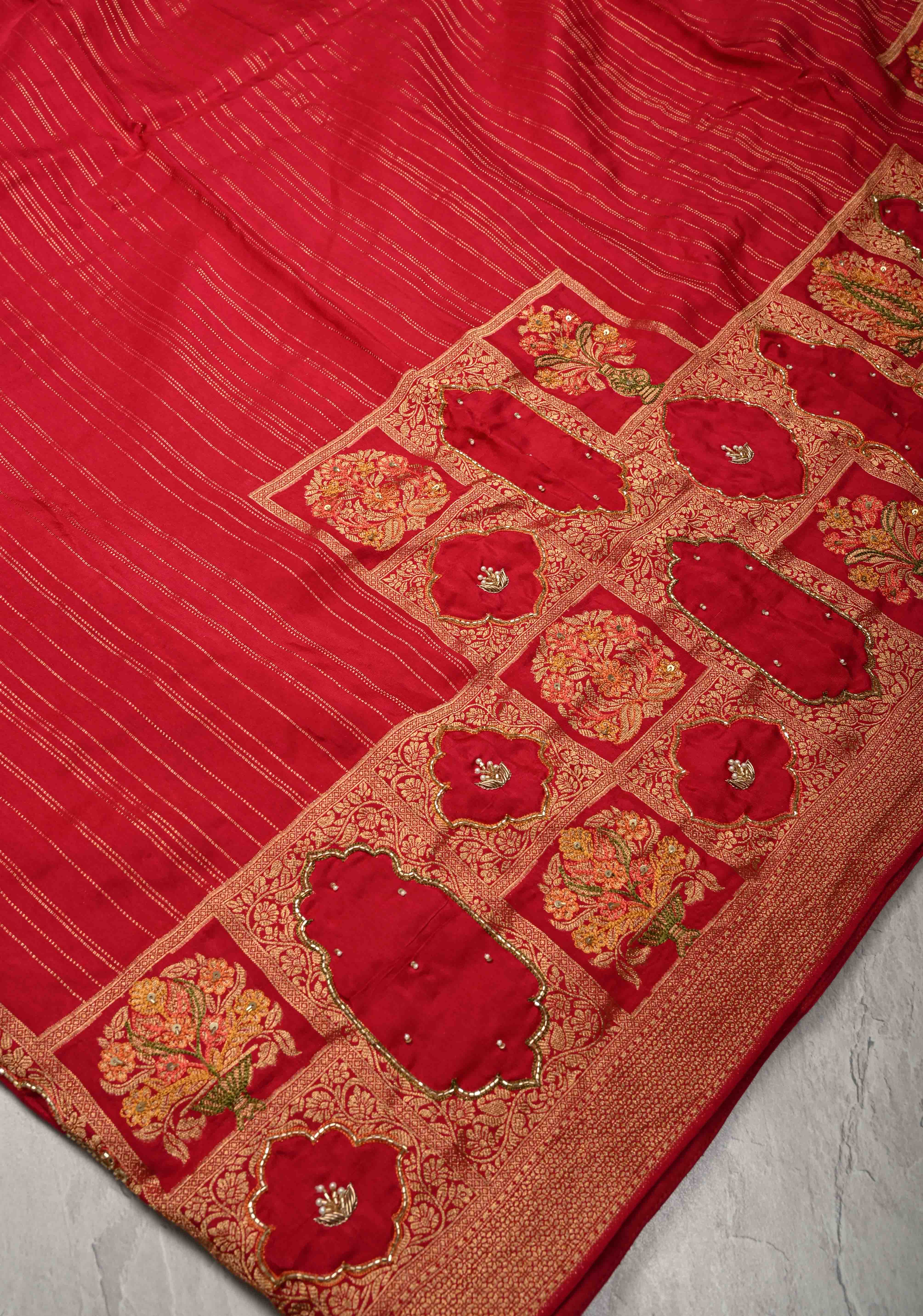Rani Pink Vegan Viscose Silk Saree with Jharokha-Inspired Patterns Border | Shobitam