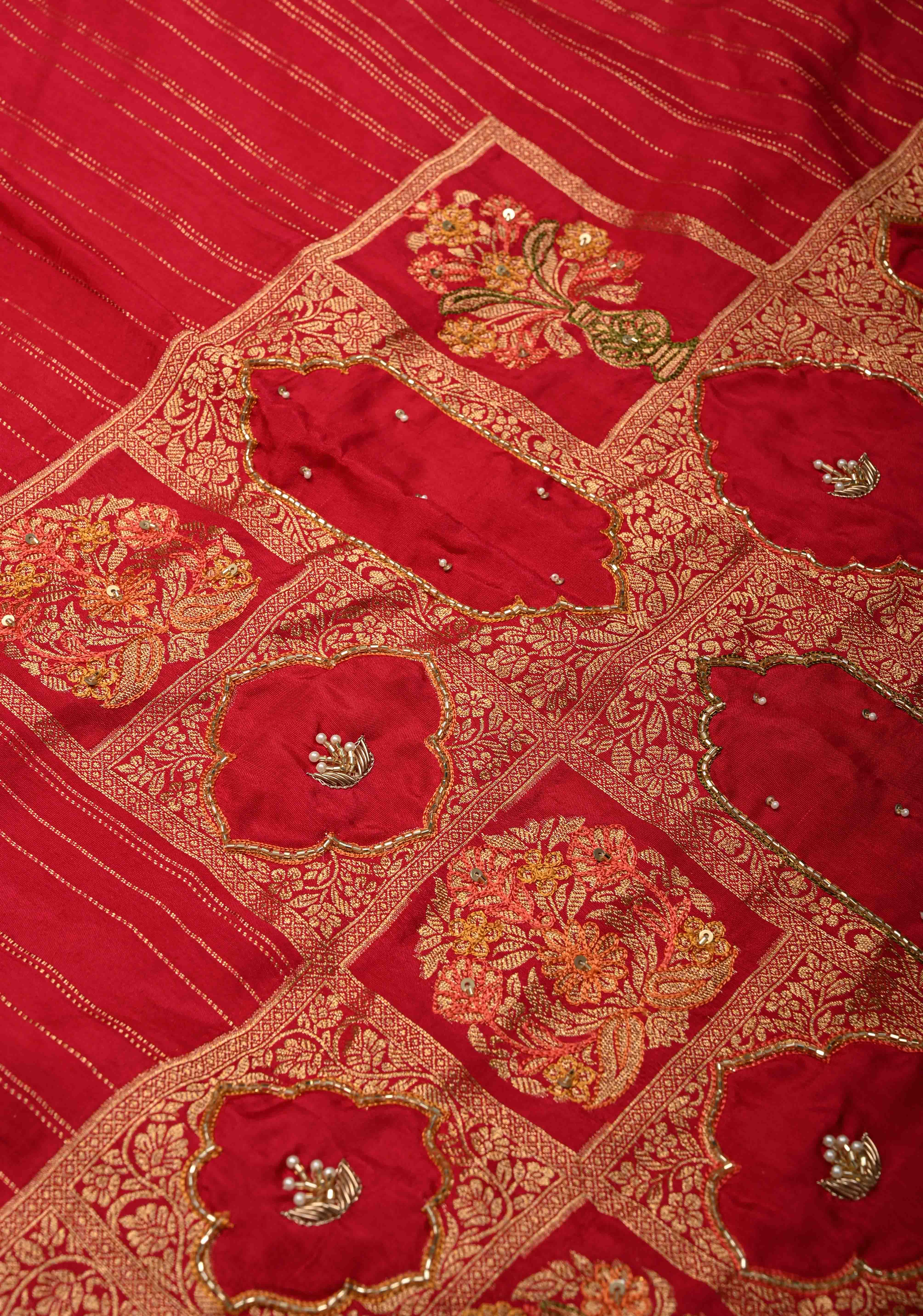 Rani Pink Vegan Viscose Silk Saree with Jharokha-Inspired Patterns Border | Shobitam