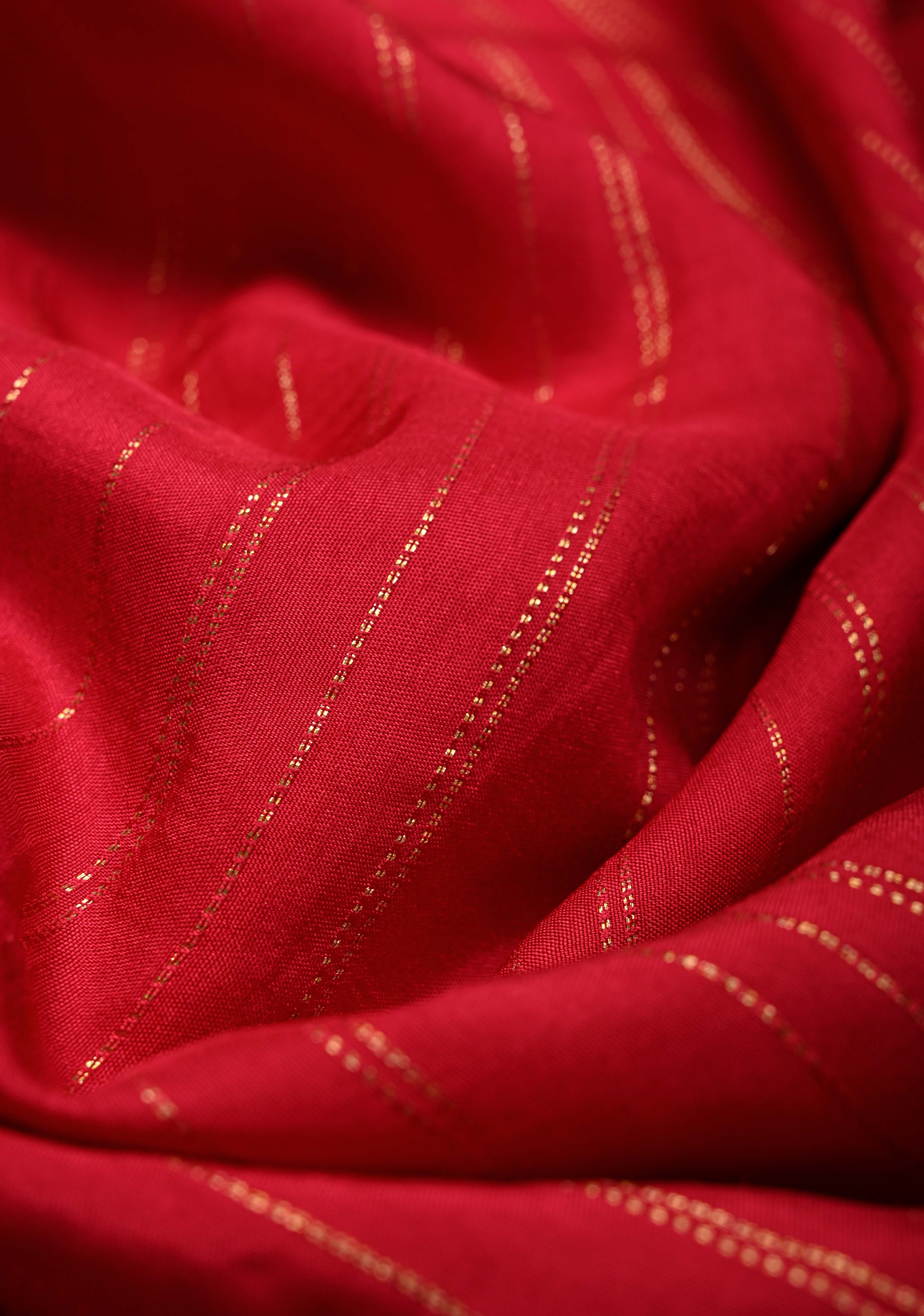 Rani Pink Vegan Viscose Silk Saree with Jharokha-Inspired Patterns Border | Shobitam