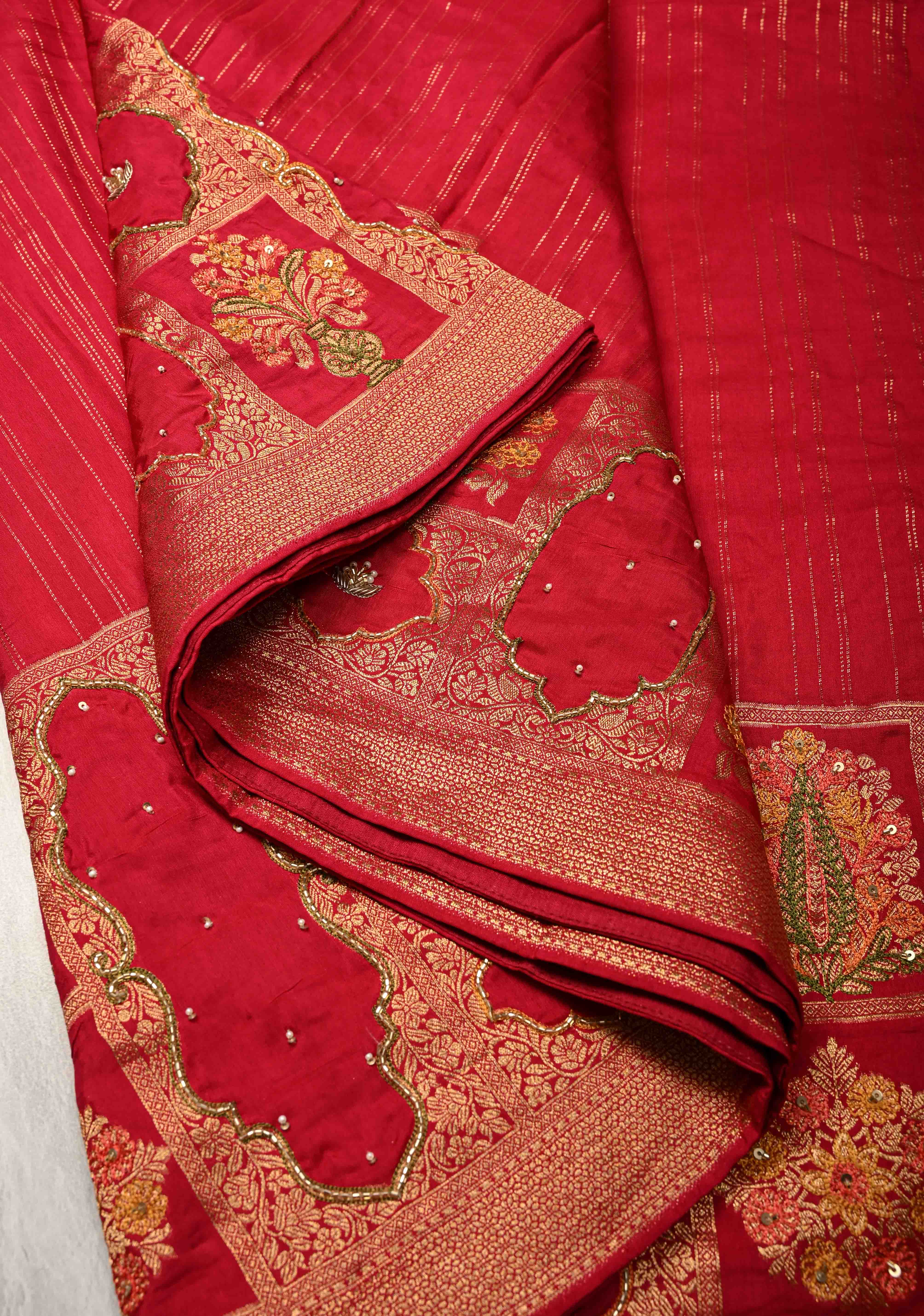 Rani Pink Vegan Viscose Silk Saree with Jharokha-Inspired Patterns Border | Shobitam