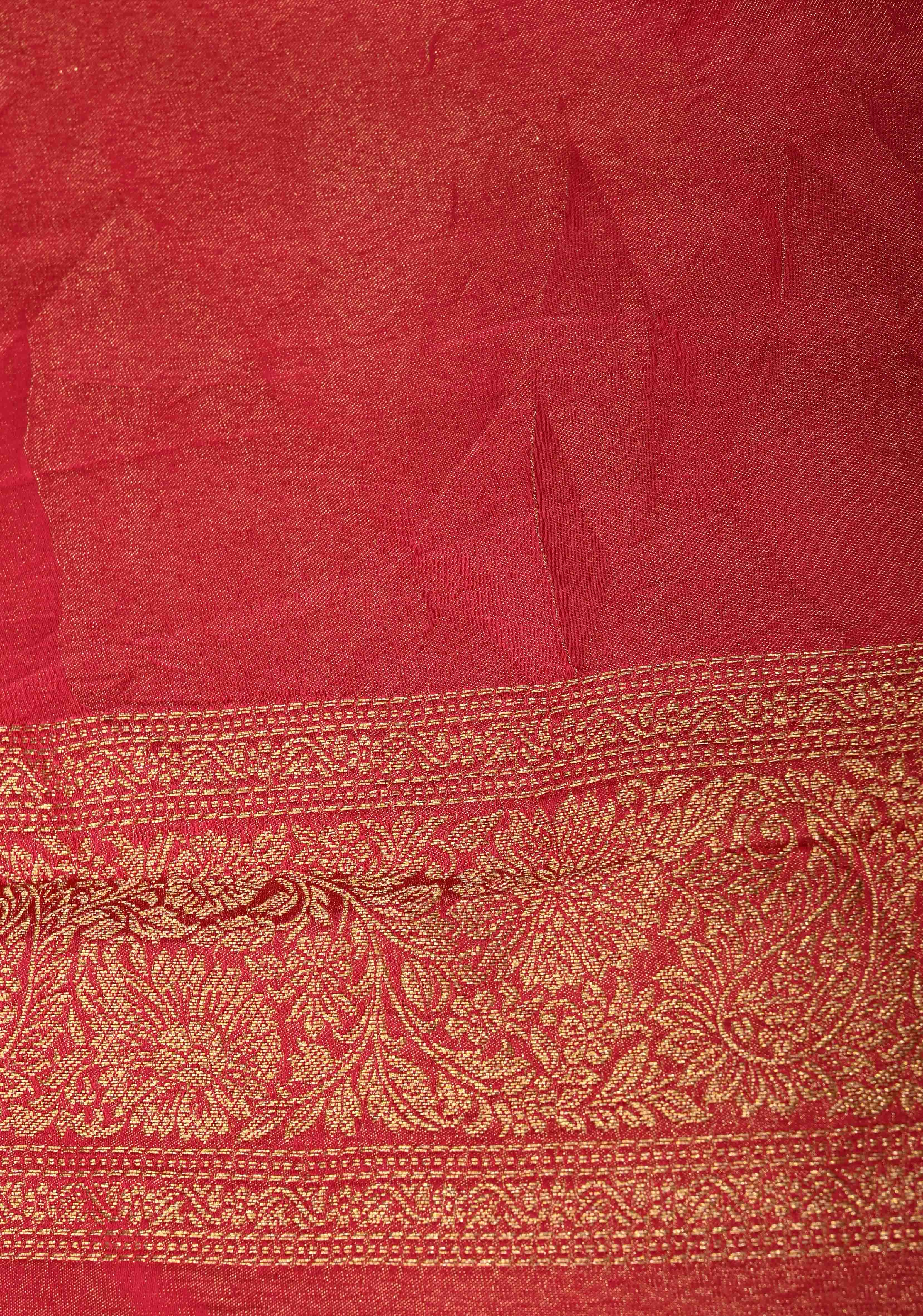 Rani Pink Vegan Viscose Silk Saree with Brocade Jaal and Zari Border | SHOBITAM