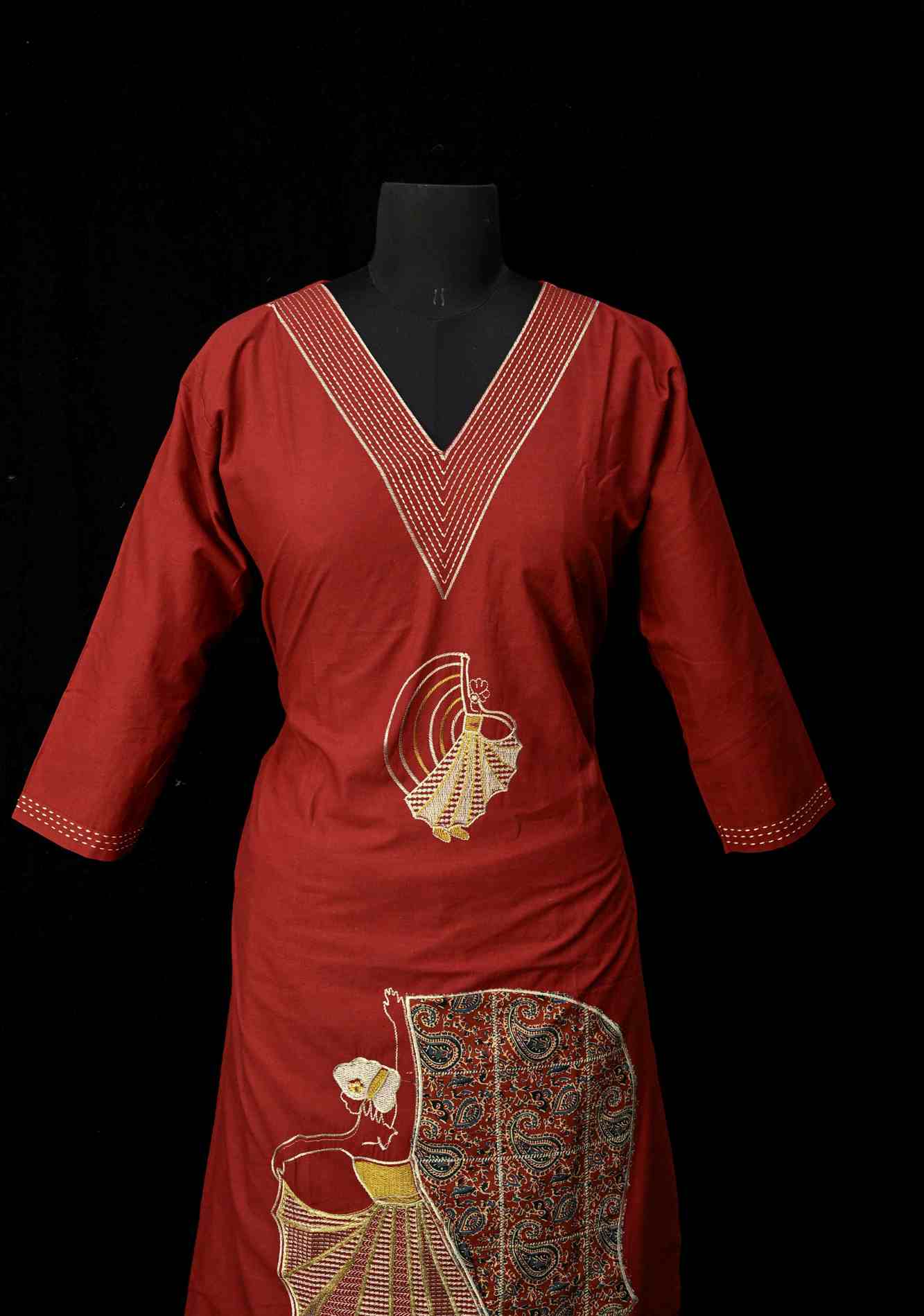 Maroon Cotton Dola Daman Ethnic Coord Set | Made to Order