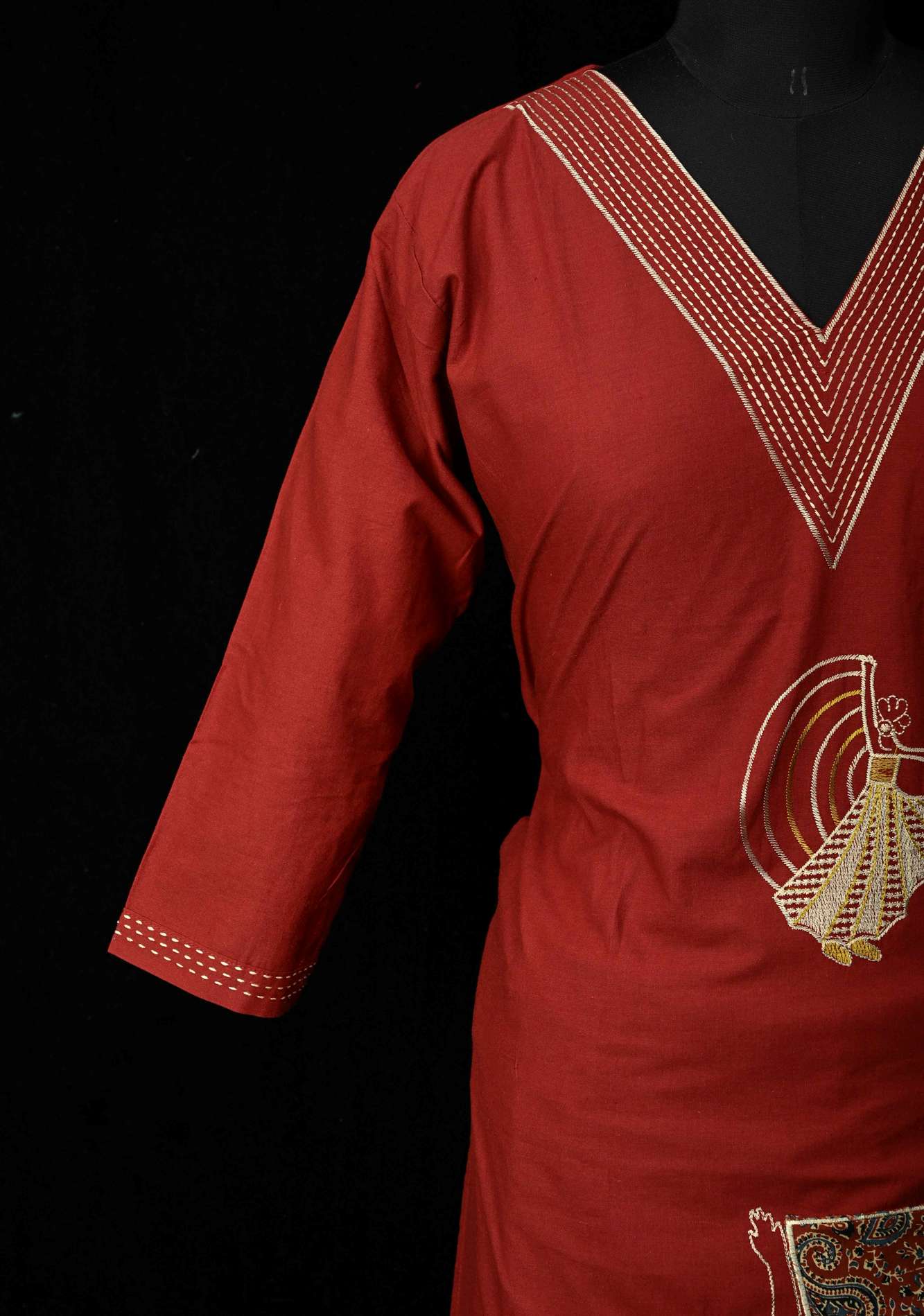 Maroon Cotton Dola Daman Ethnic Coord Set | Made to Order