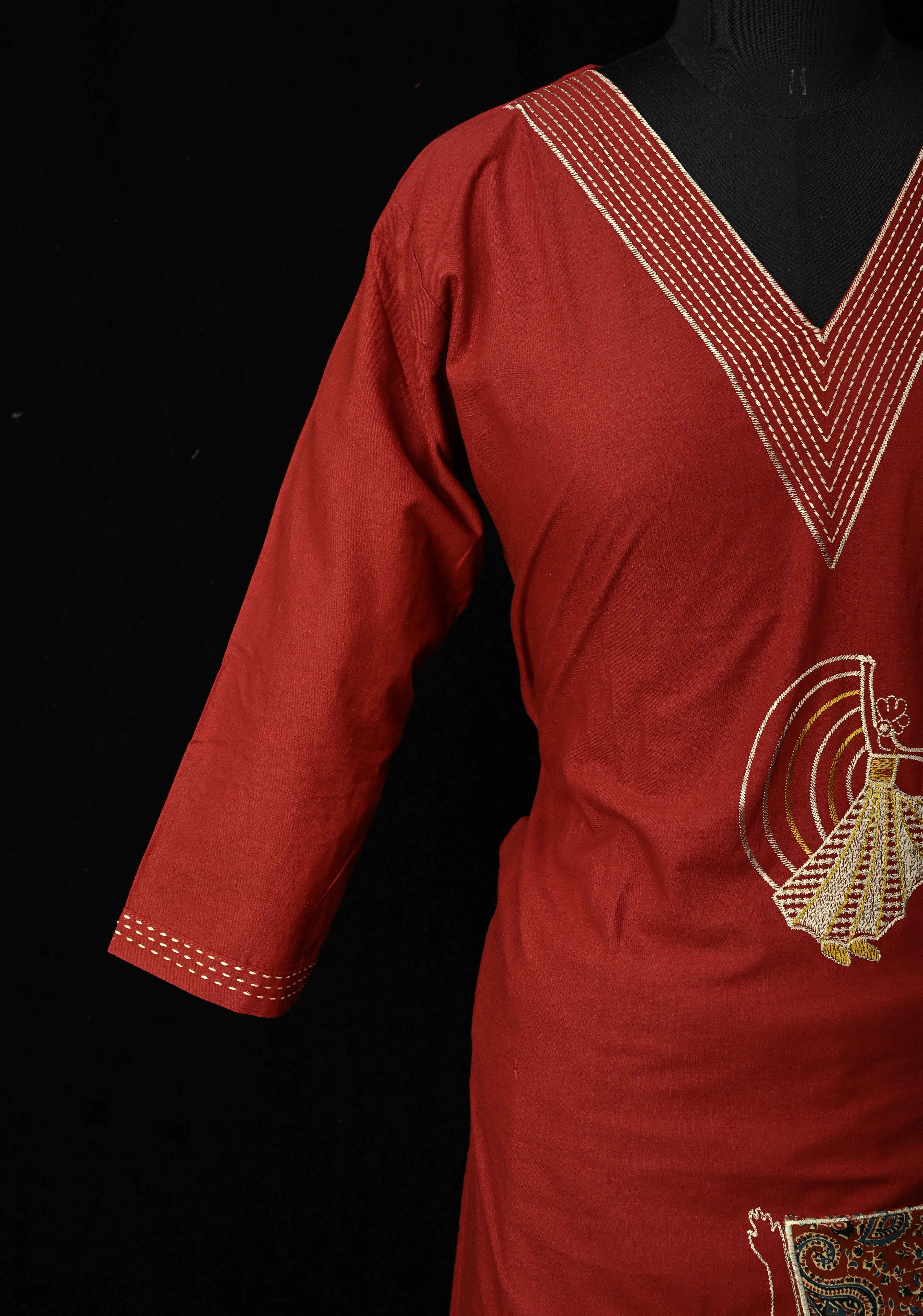 Maroon Cotton Dola Daman Ethnic Coord Set | Made to Order | SHOBITAM