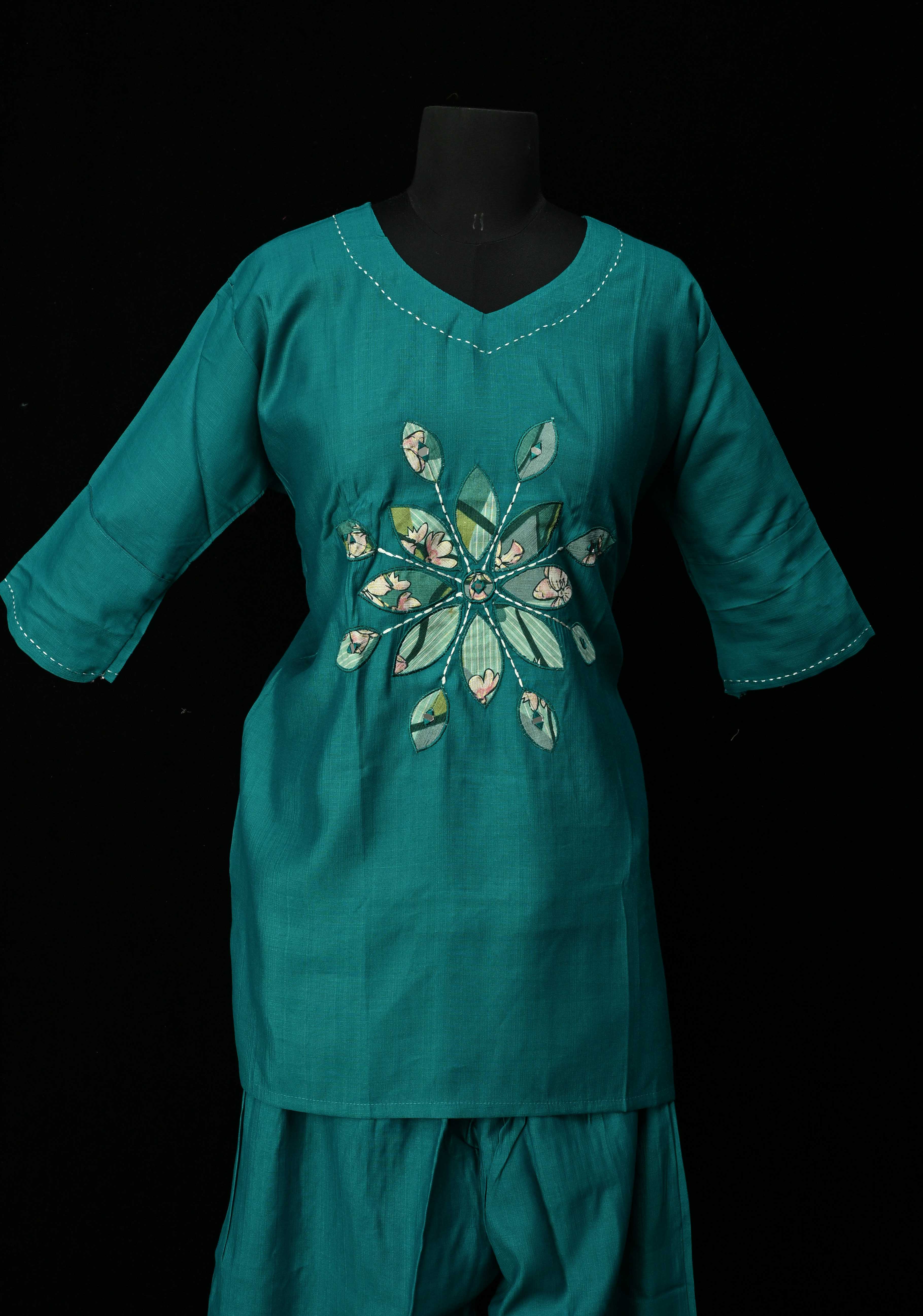 Teal Blue Vartican Cotton Coord Set | Made to Order | SHOBITAM