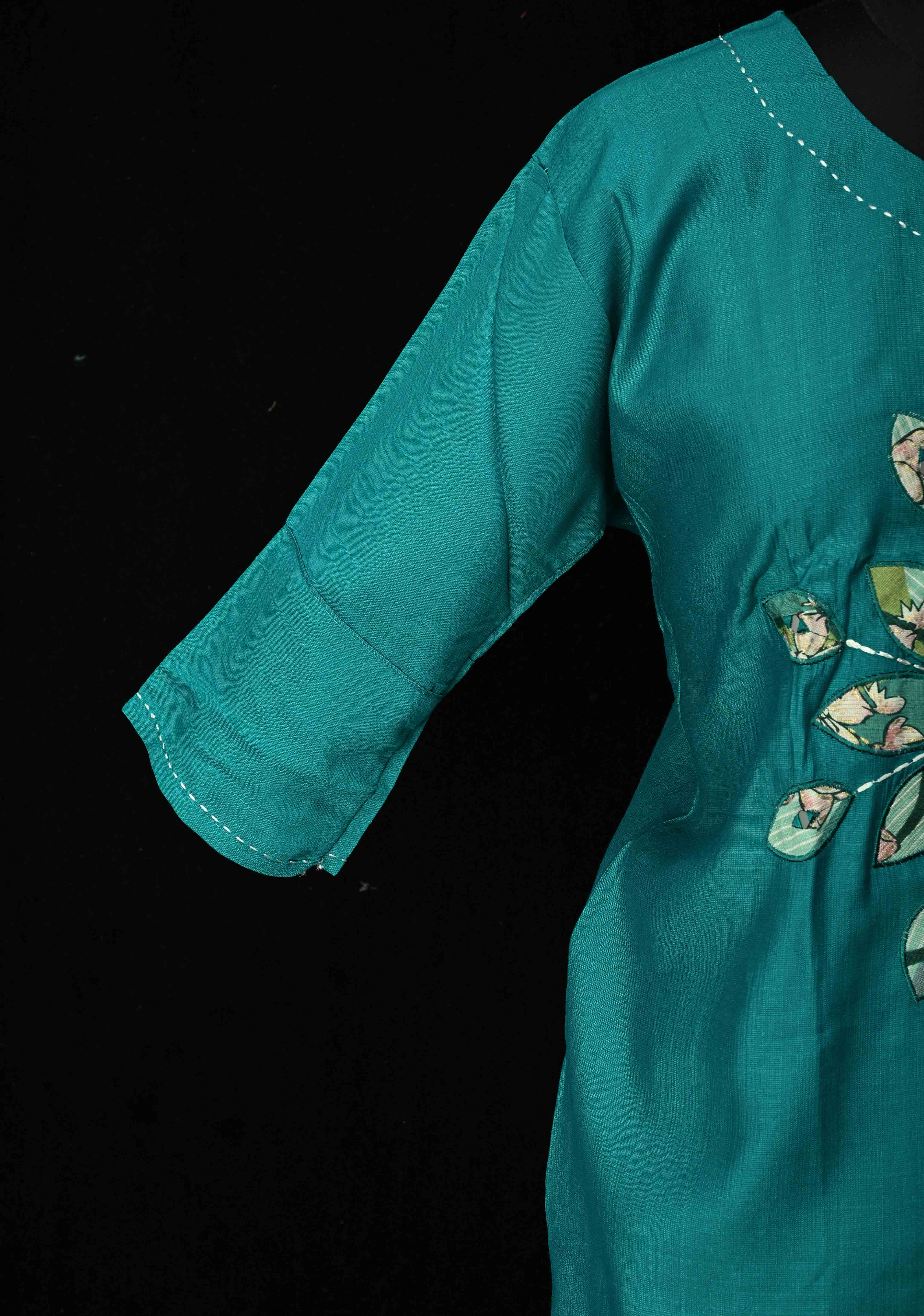 Teal Blue Vartican Cotton Coord Set | Made to Order | SHOBITAM