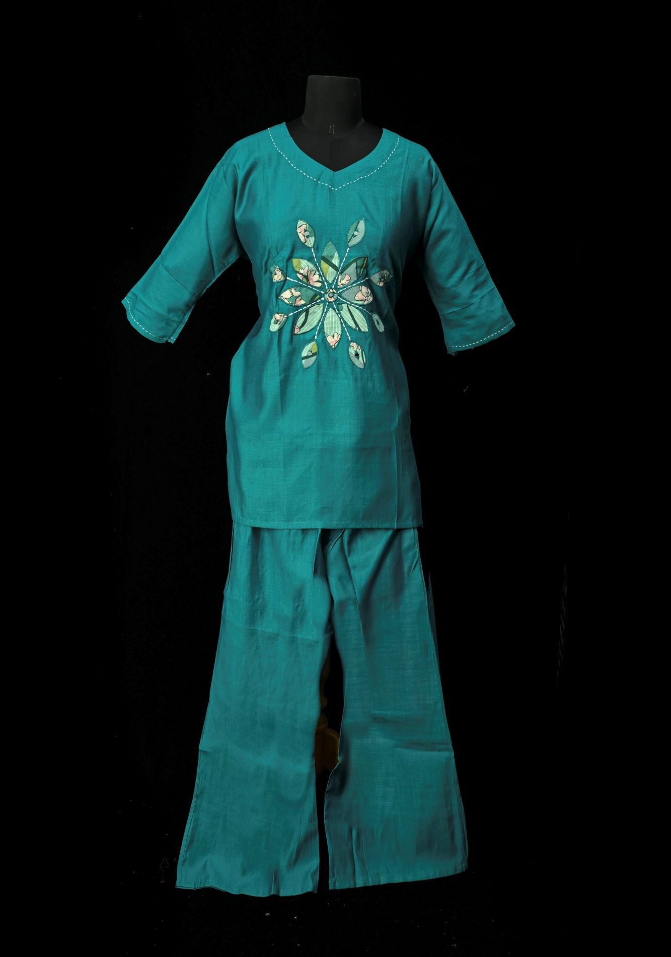 Teal Blue Vartican Cotton Coord Set | Made to Order