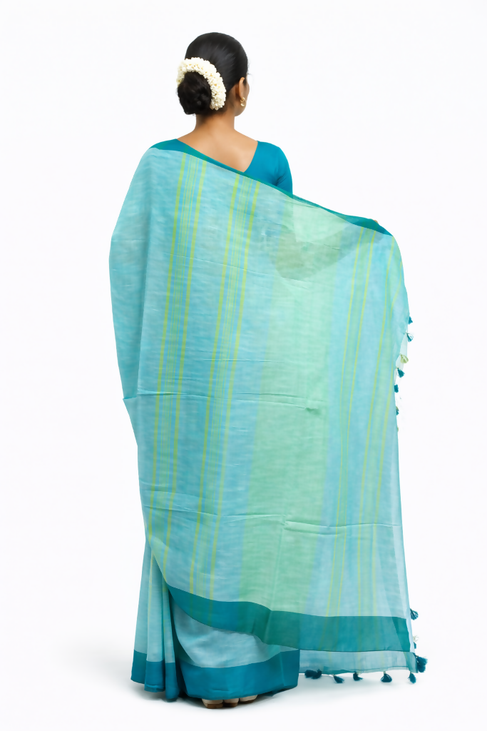 Neer Lehar Handwoven Pure Cotton Saree | SHOBITAM