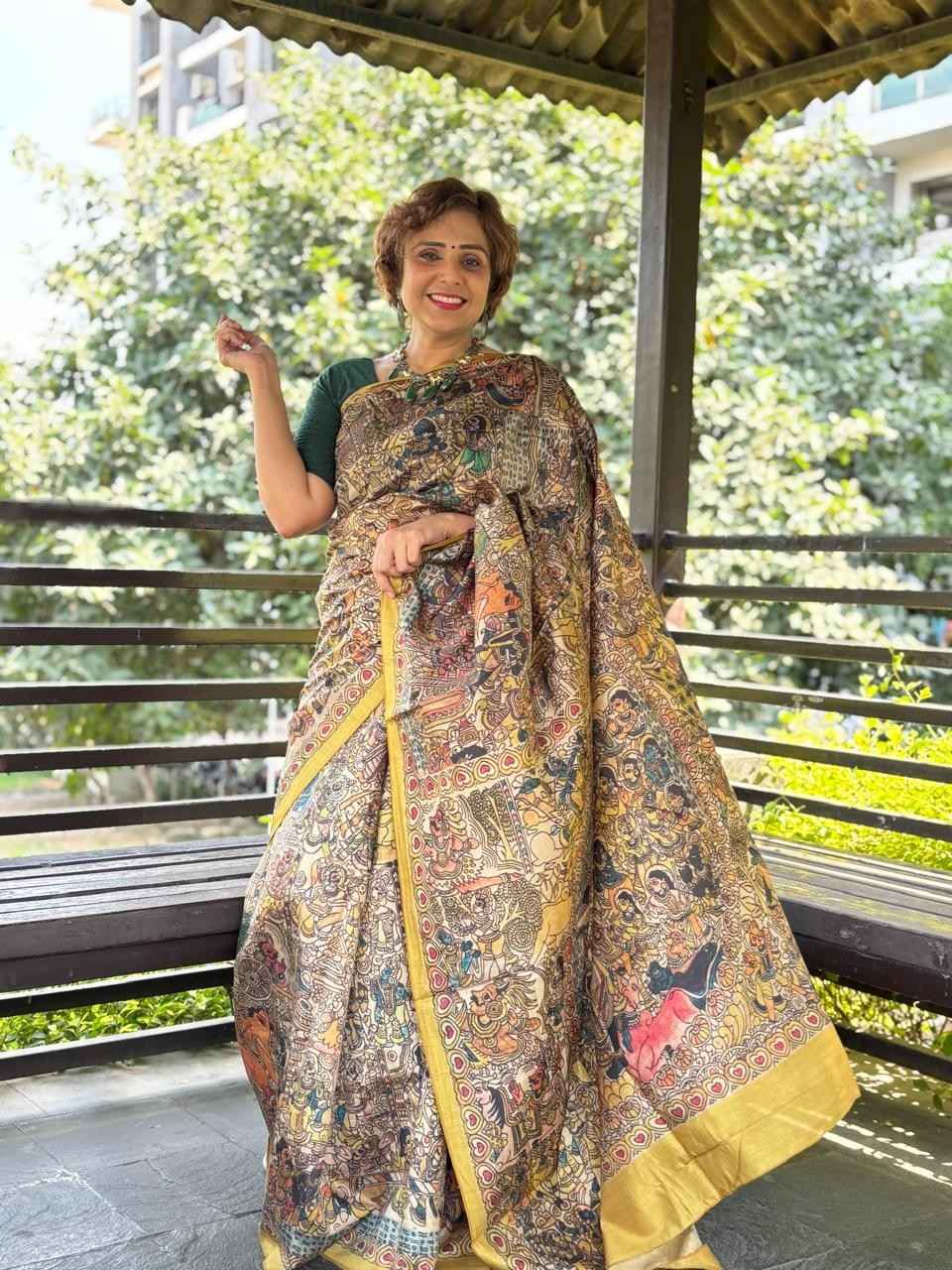 Ramji  Madhubani Printed Ready to Wear Saree