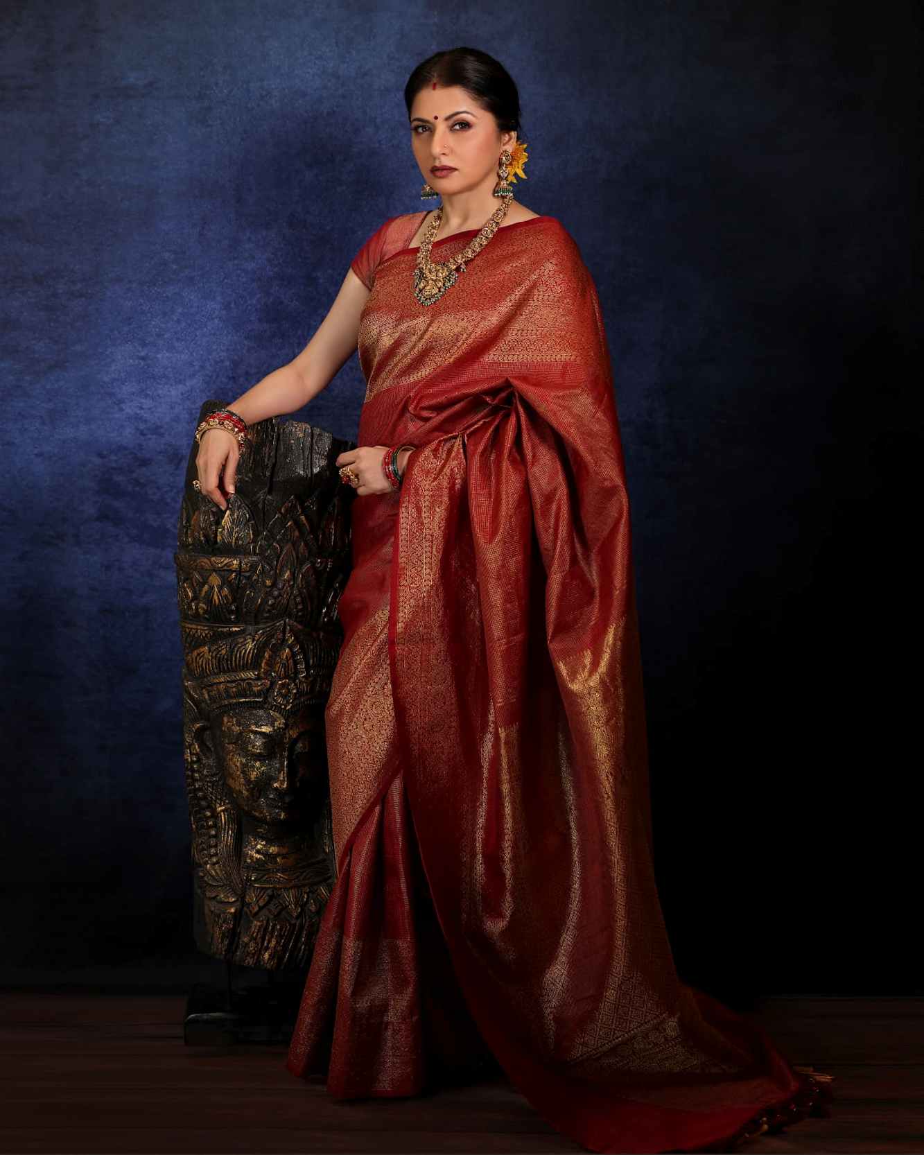 Stunning Brick Red Gadwal Silk Saree with Podi-Kattam Zari Checks and Wide Zari Border | SILK MARK CERTIFIED Ready To Wear Saree