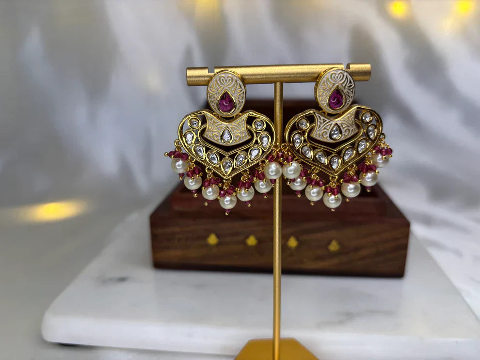 Mohini Pink Kundan Earrings | Shobitam