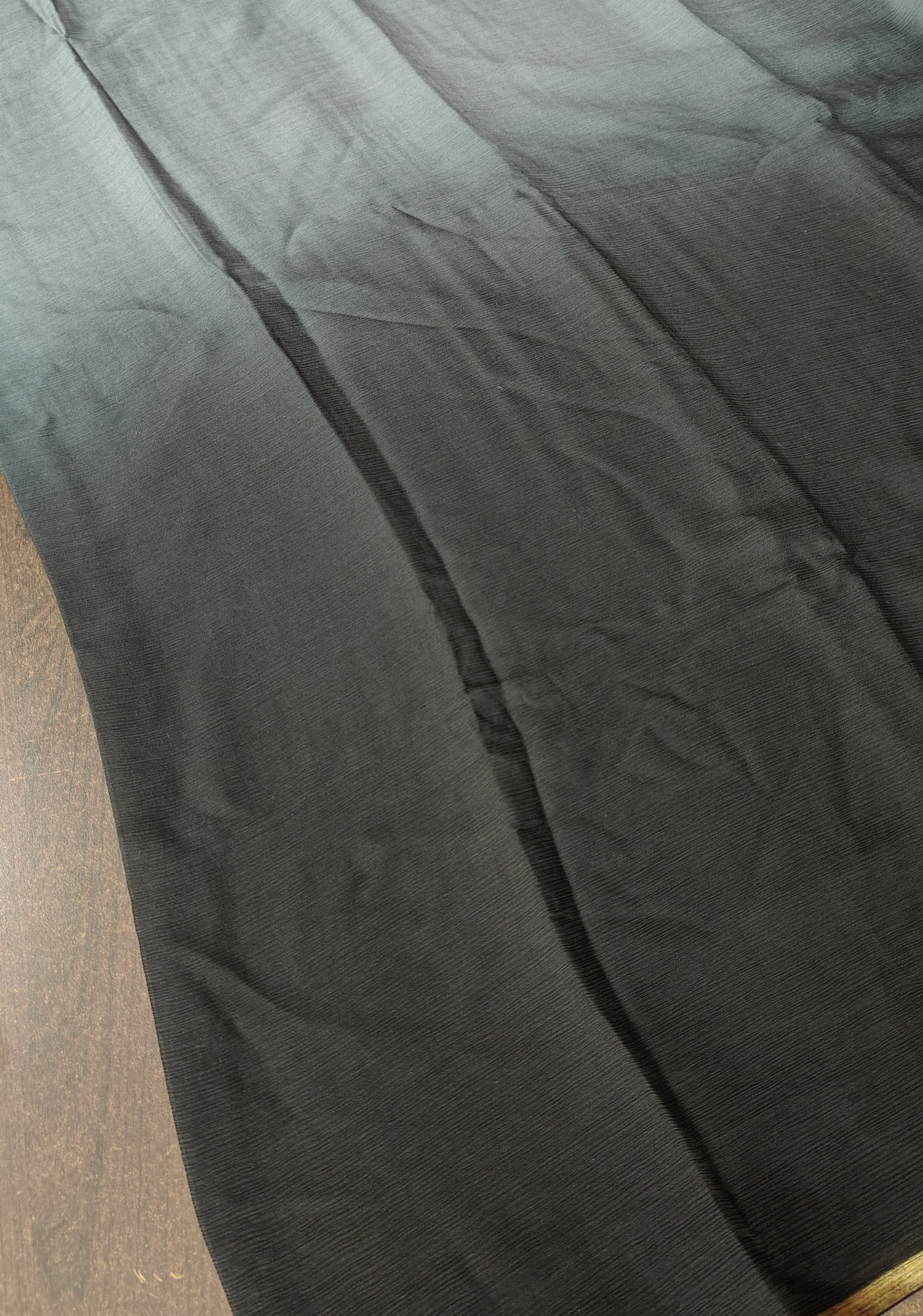 Bollywood style ombre pure chiffon Saree in Black and Grey, No Blouse Piece | Shobitam