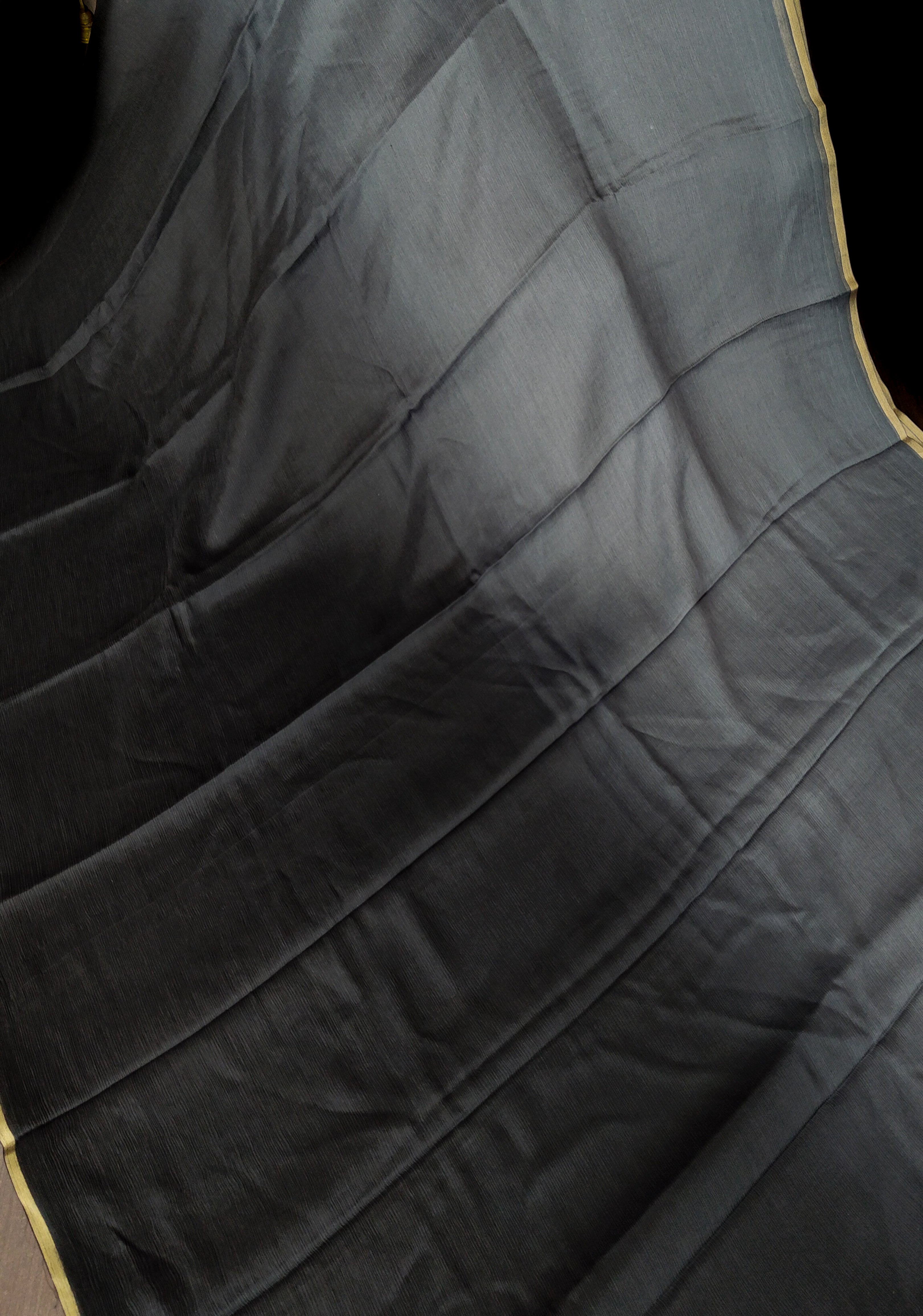 Bollywood style ombre pure chiffon Saree in Black and Grey, No Blouse Piece | Shobitam
