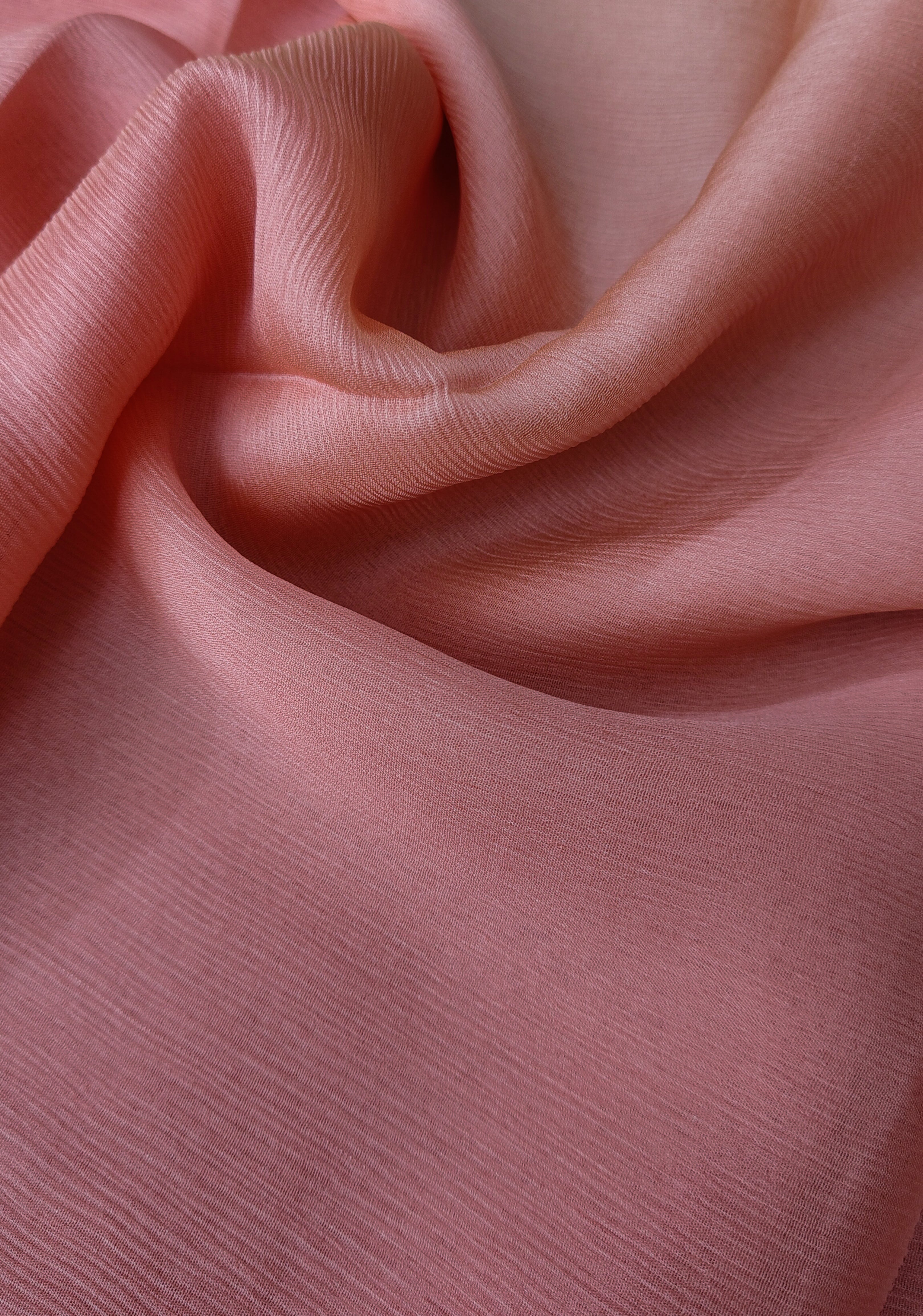 Bollywood style ombre pure chiffon Saree in Coral Pink and Yellow, No Blouse Piece | Shobitam