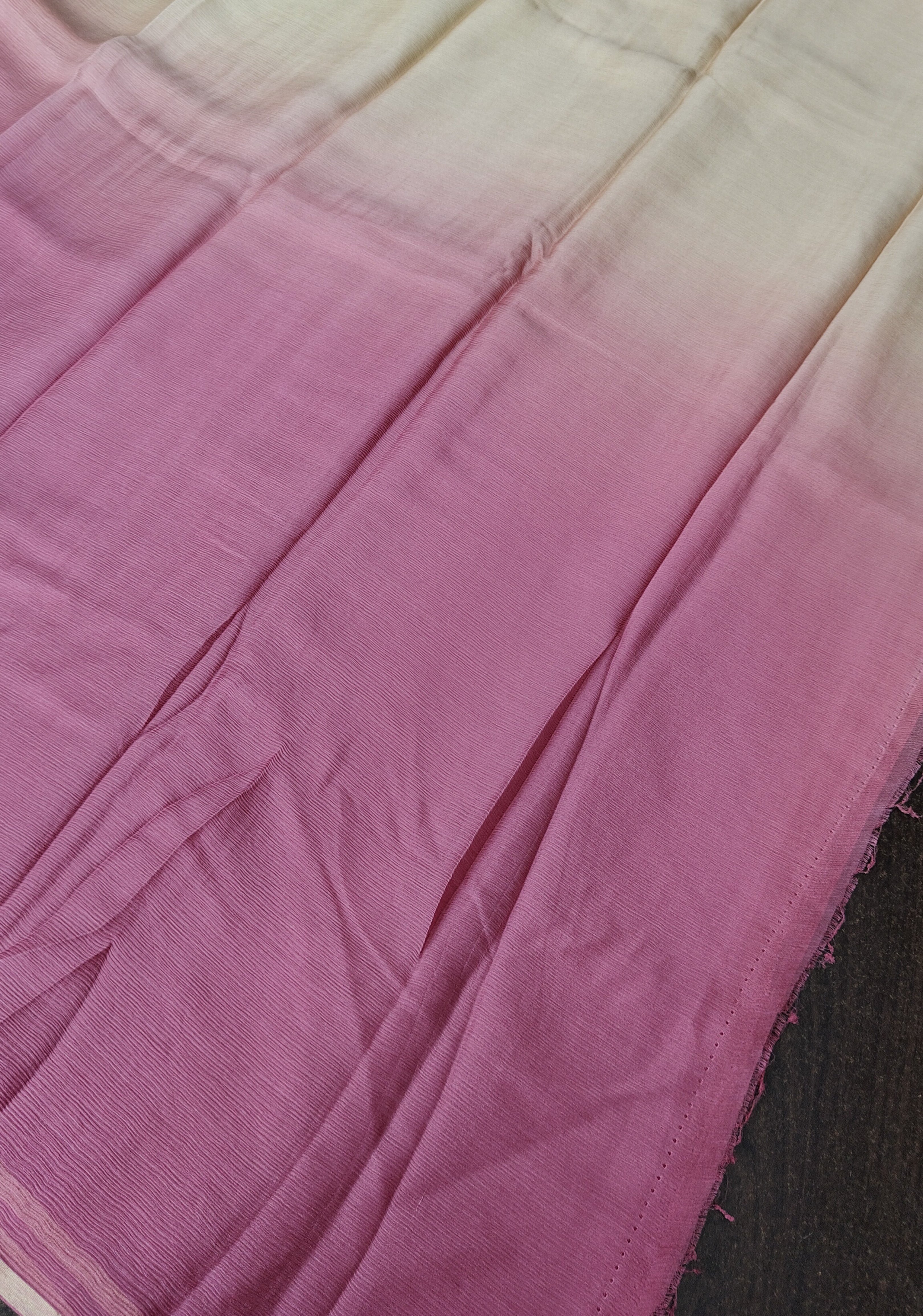 Bollywood style ombre pure chiffon Saree in Butter Yellow and Strawberry Pink, No Blouse Piece | Shobitam