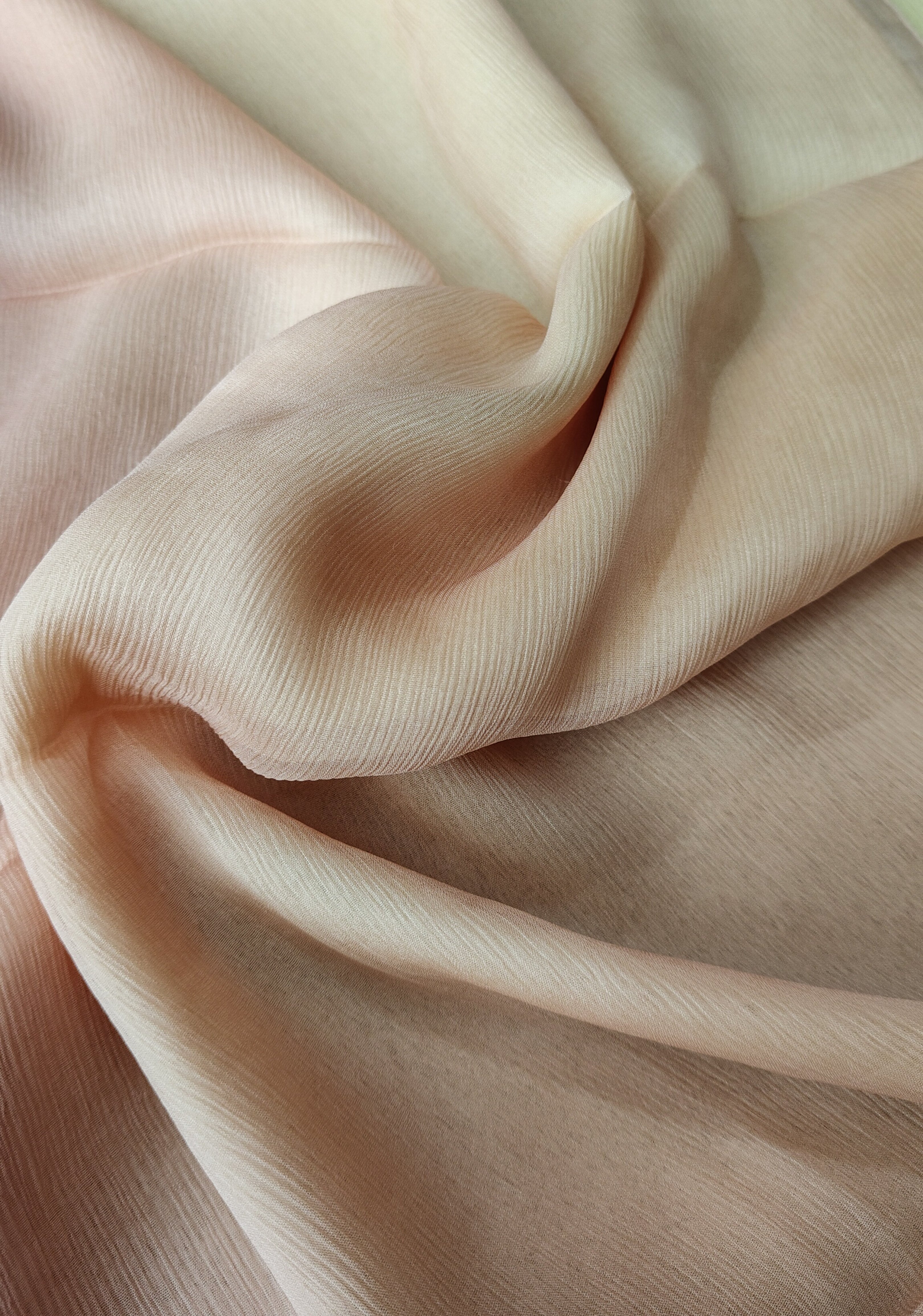 Bollywood style ombre pure chiffon Saree in Butter Yellow and Strawberry Pink, No Blouse Piece | Shobitam