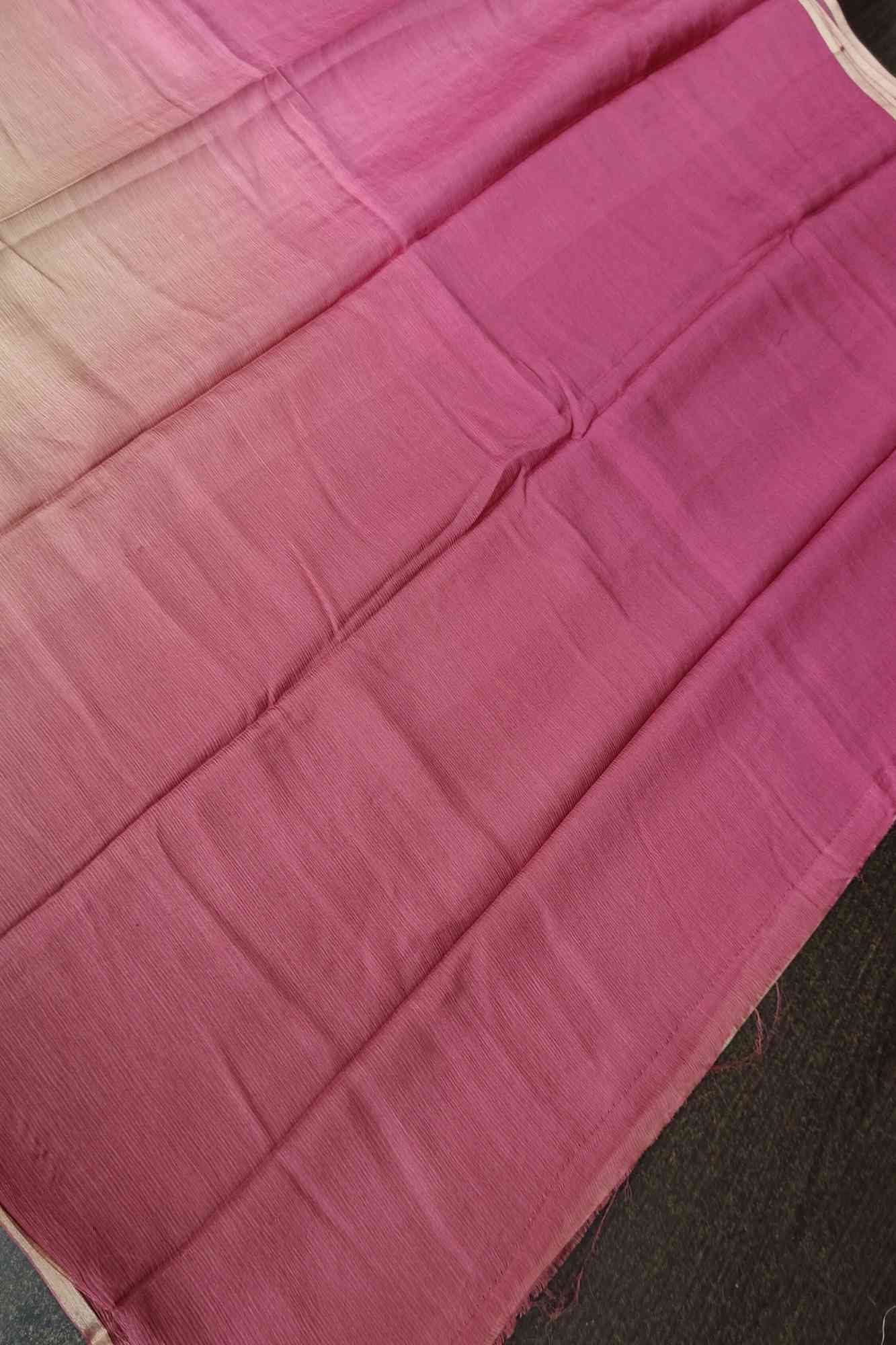 Ready To Wear Bollywood style ombre pure chiffon Saree in Pink andSand, No Blouse Piece